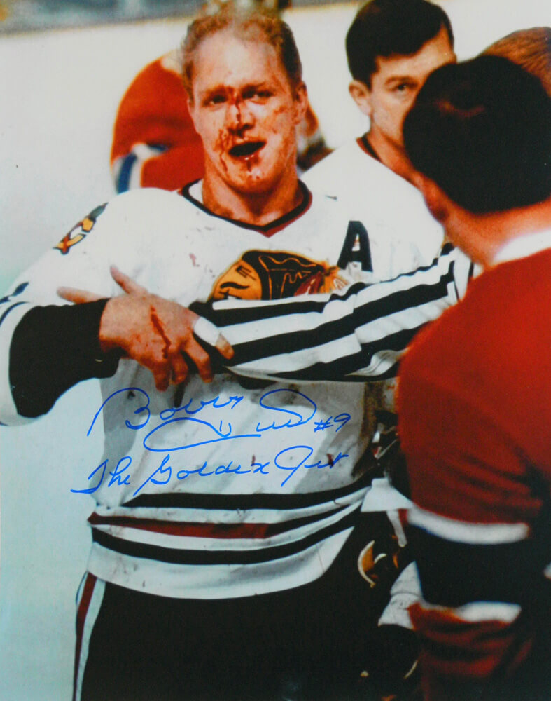 Bobby Hull Signed Blackhawks 'Blood' 16x20 Photo w/The Golden Jet