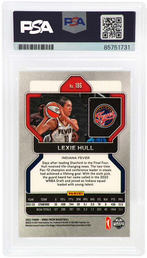 Lexie Hull Signed Indiana Fever 2022 Panini Prizm WNBA Rookie Basketball Card #186 - (PSA Encapsulated)