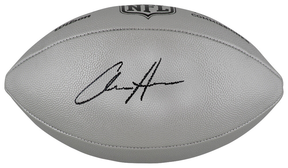Aidan Hutchinson Signed Wilson Duke Silver Metallic NFL Full Size Replica Football