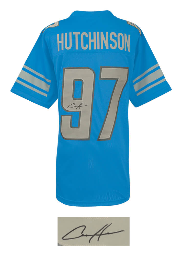Aidan Hutchinson Signed Blue Custom Football Jersey