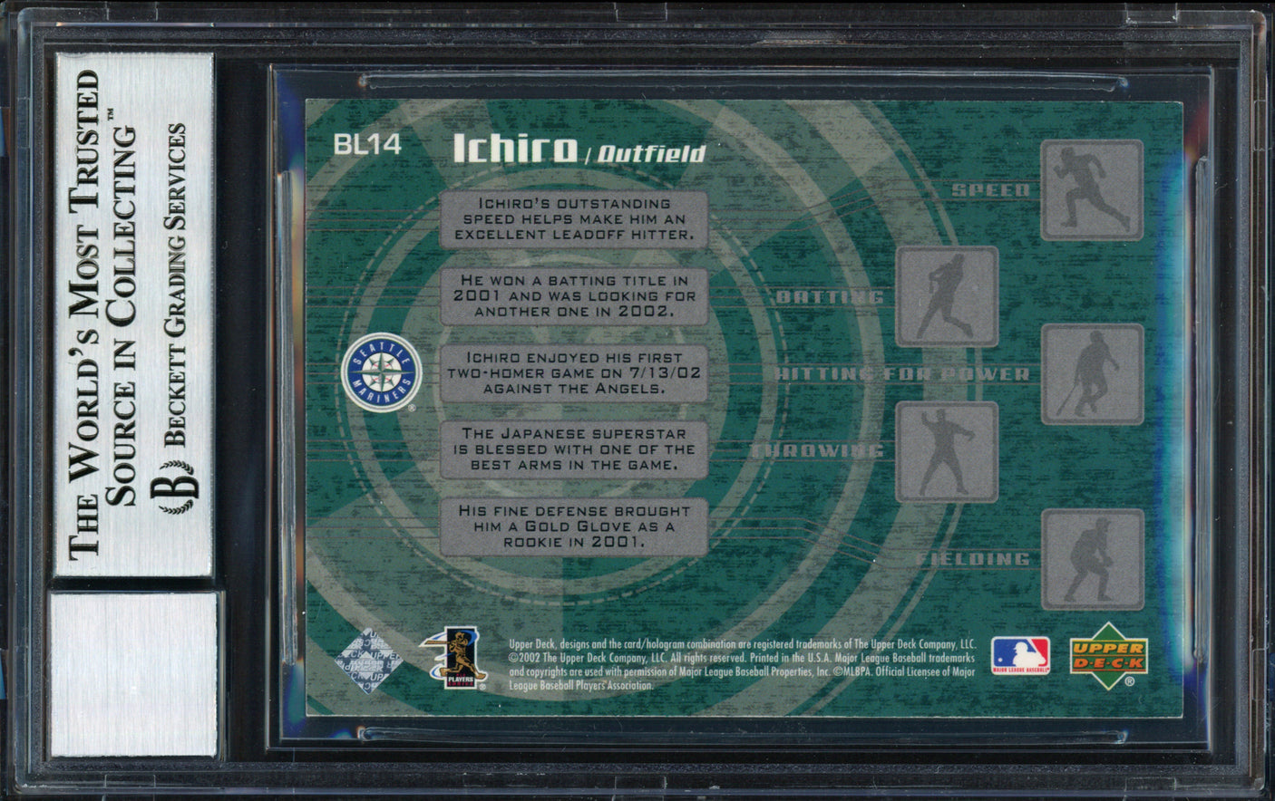 Ichiro Suzuki Autographed 2003 Upper Deck Big League Breakdown Card #BL14 Seattle Mariners Auto Grade 10 Beckett BAS #12491002