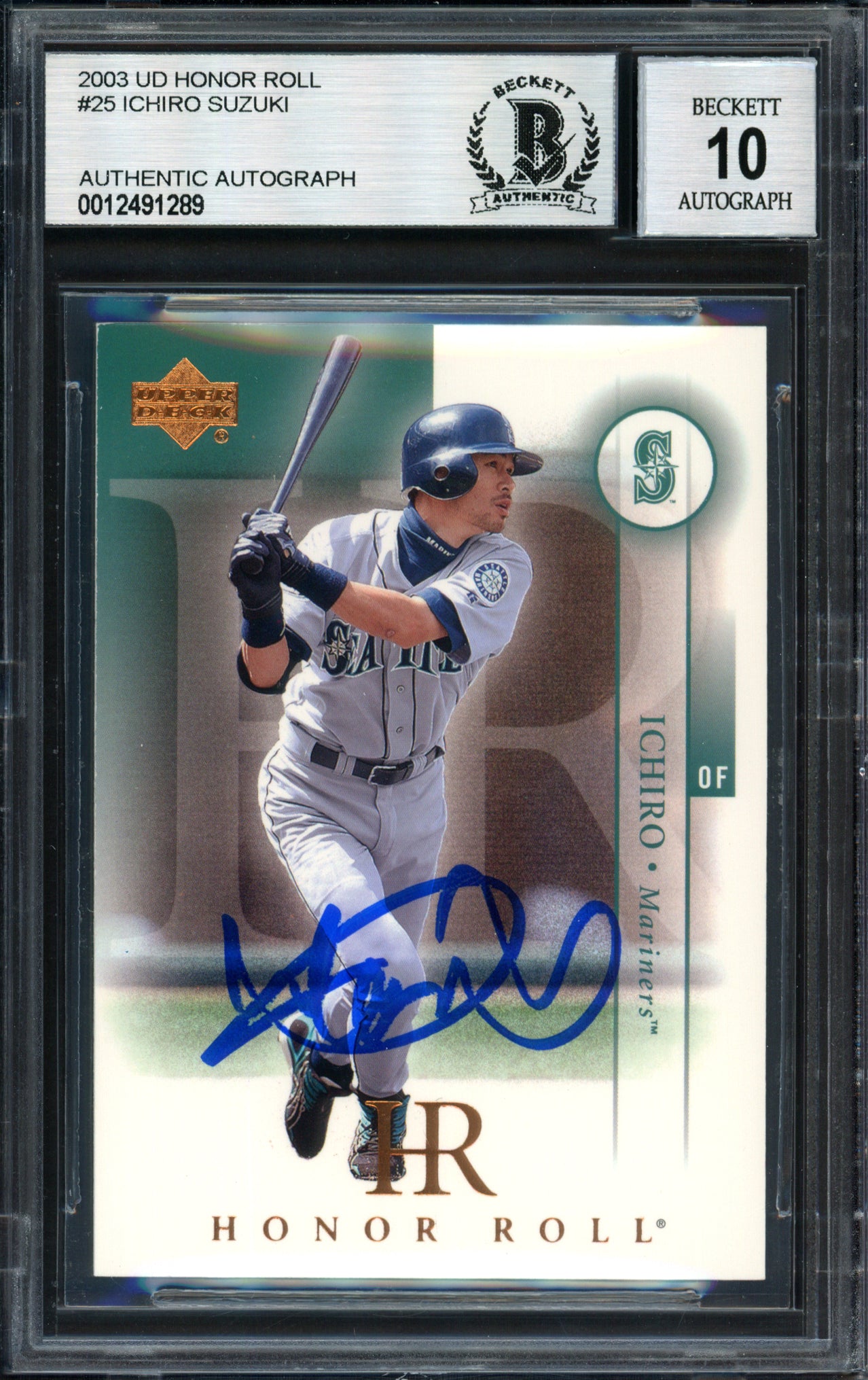 Ichiro Suzuki Autographed 2003 Upper Deck Honor Roll Card #25 Seattle Mariners Auto Grade 10 Beckett BAS #12491289