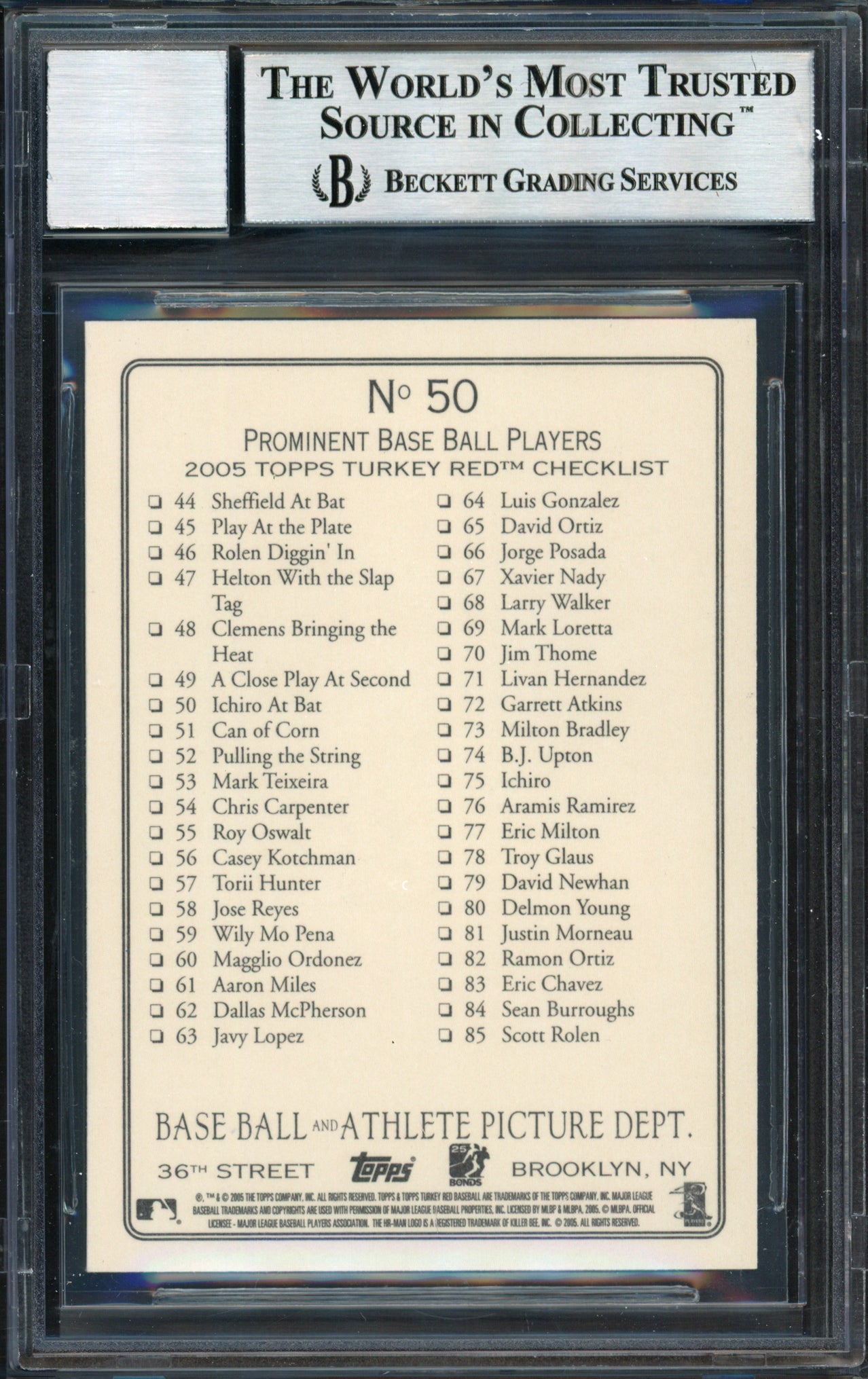 Ichiro Suzuki Autographed 2005 Topps Turkey Red Card #50 Seattle Mariners Auto Grade 10 Beckett BAS #12491436