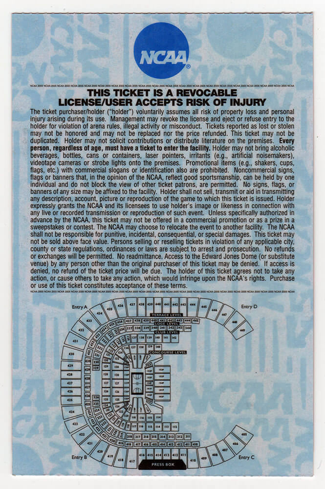 2005 Illinois Fighting Illini Team Signed 2005 NCAA Men's Basketball Tournament Final Four Semi Finals Game Ticket w/6 Signatures
