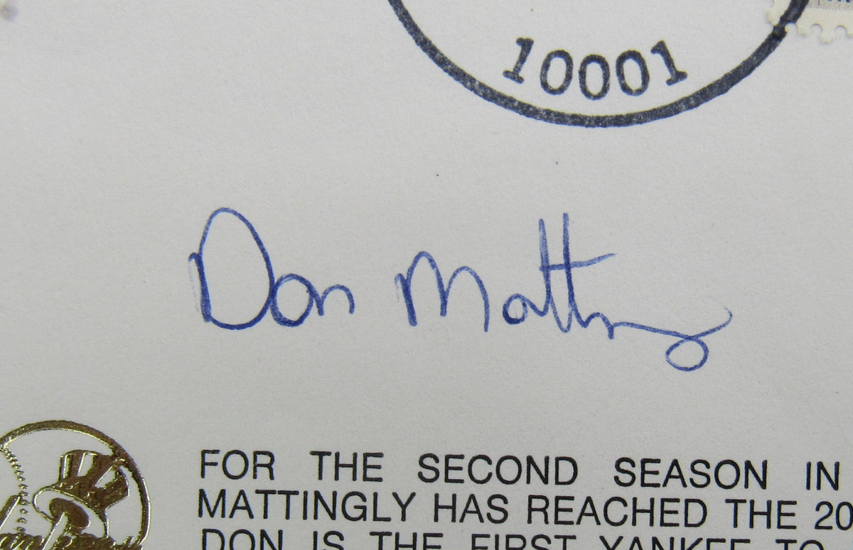 Don Mattingly Signed Cachet Auto Envelope JSA CS78652