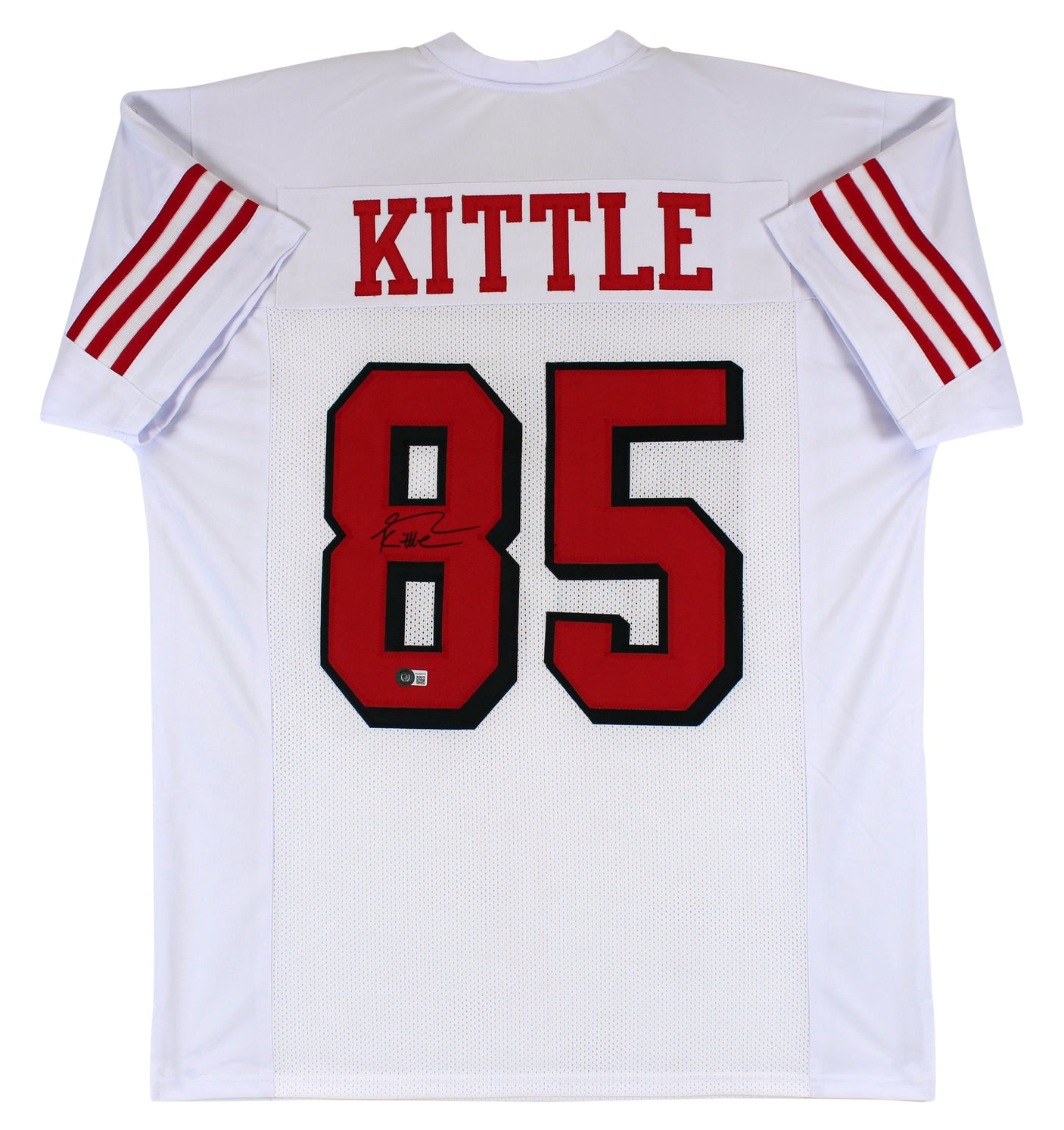 George Kittle Authentic Signed White Pro Style Jersey w/ Dropshadow BAS Witness