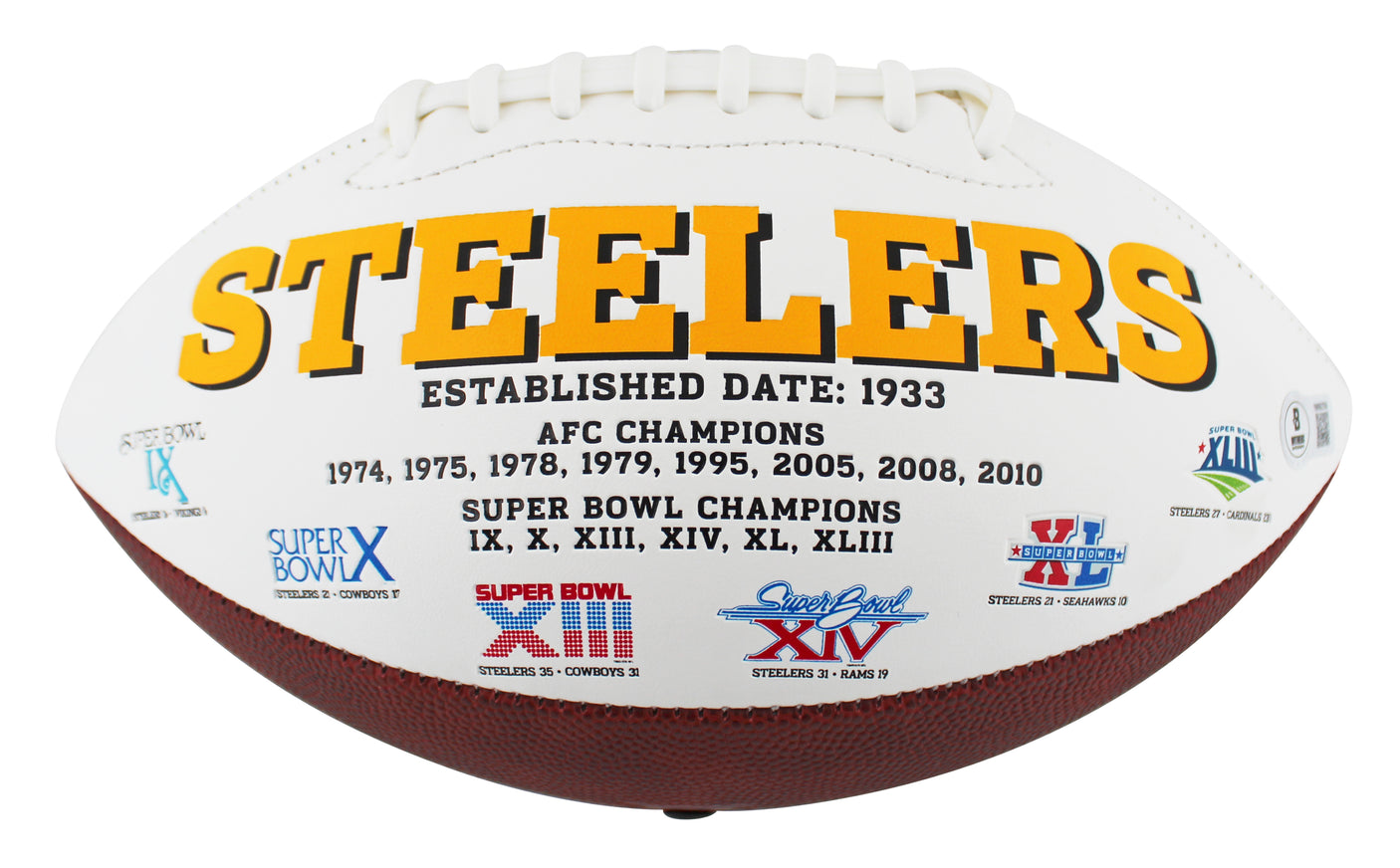 Steelers Roman Wilson Authentic Signed White Panel Logo Football BAS Witnessed