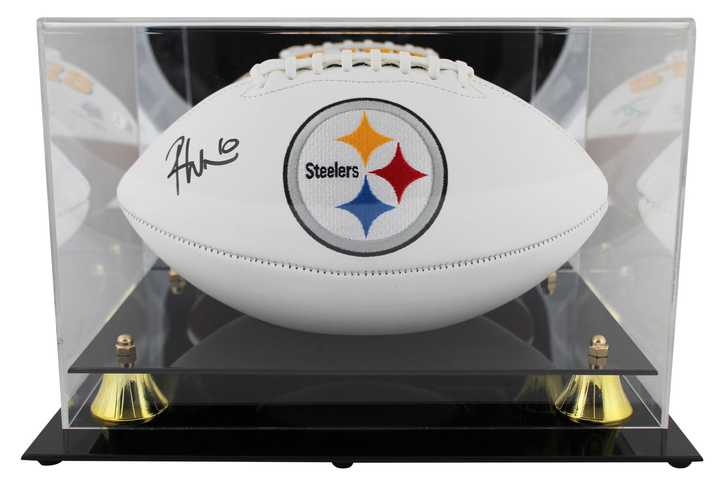 Steelers Roman Wilson Signed White Panel Logo Football W/ Case BAS Witnessed