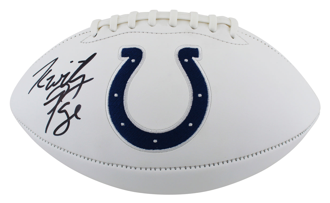 Colts Kwity Paye Authentic Signed White Panel Logo Football BAS Witnessed