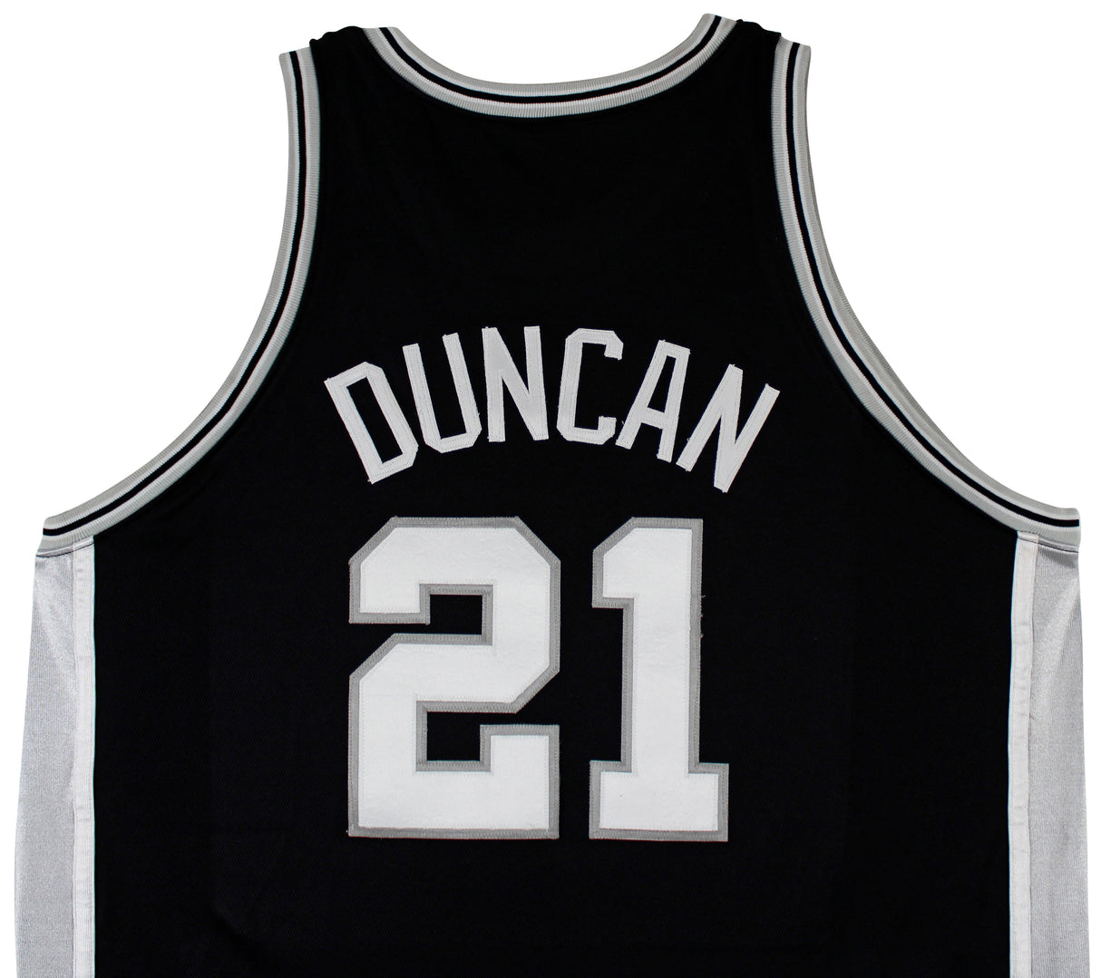 Spurs Tim Duncan 2001-02 Game Worn Nike +4" Extra Length Black Road Jersey