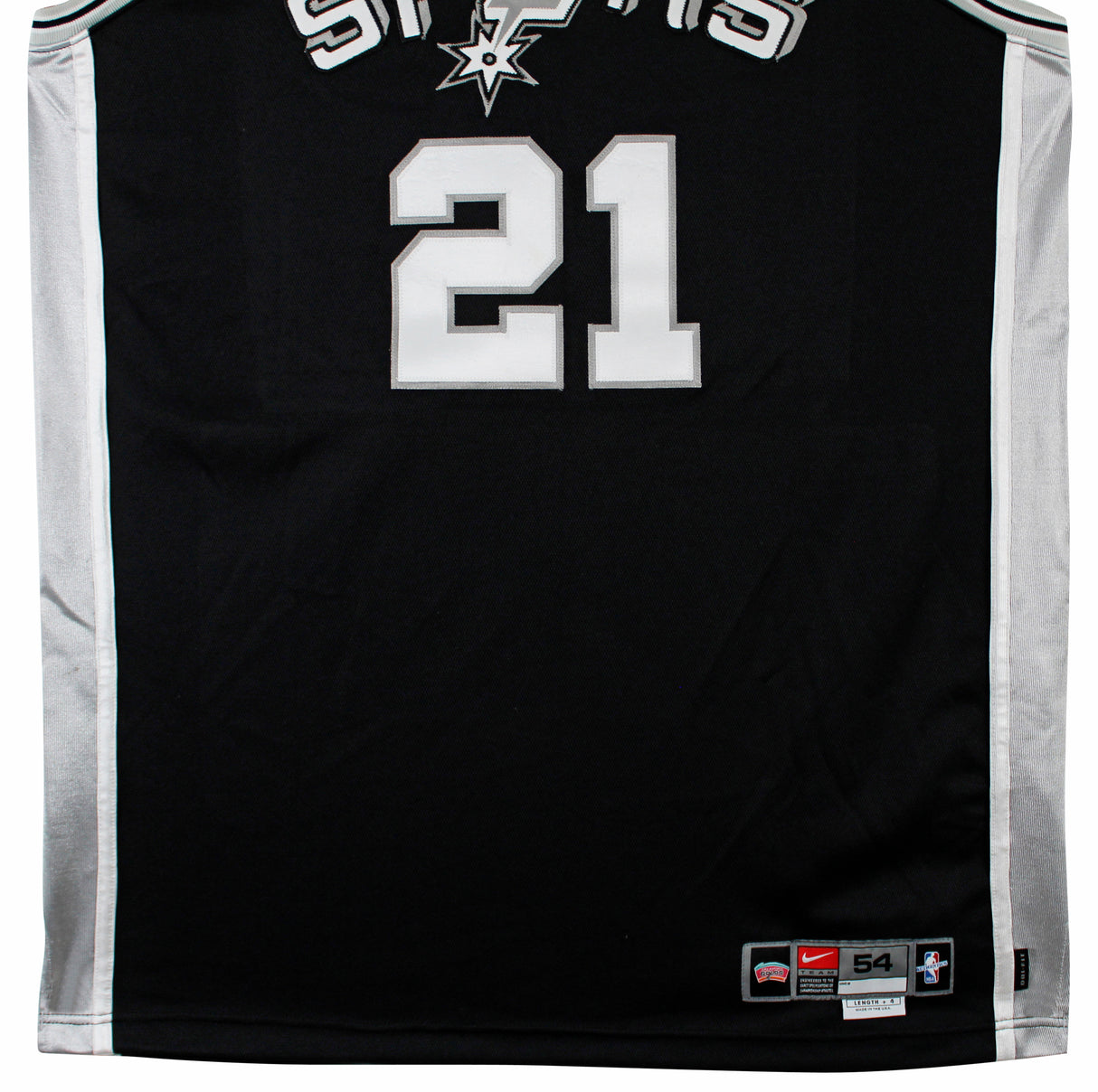 Spurs Tim Duncan 2001-02 Game Worn Nike +4" Extra Length Black Road Jersey