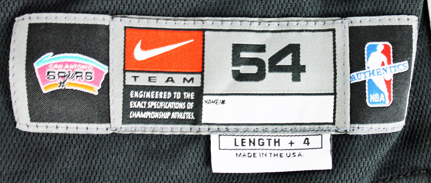 Spurs Tim Duncan 2001-02 Game Worn Nike +4" Extra Length Black Road Jersey