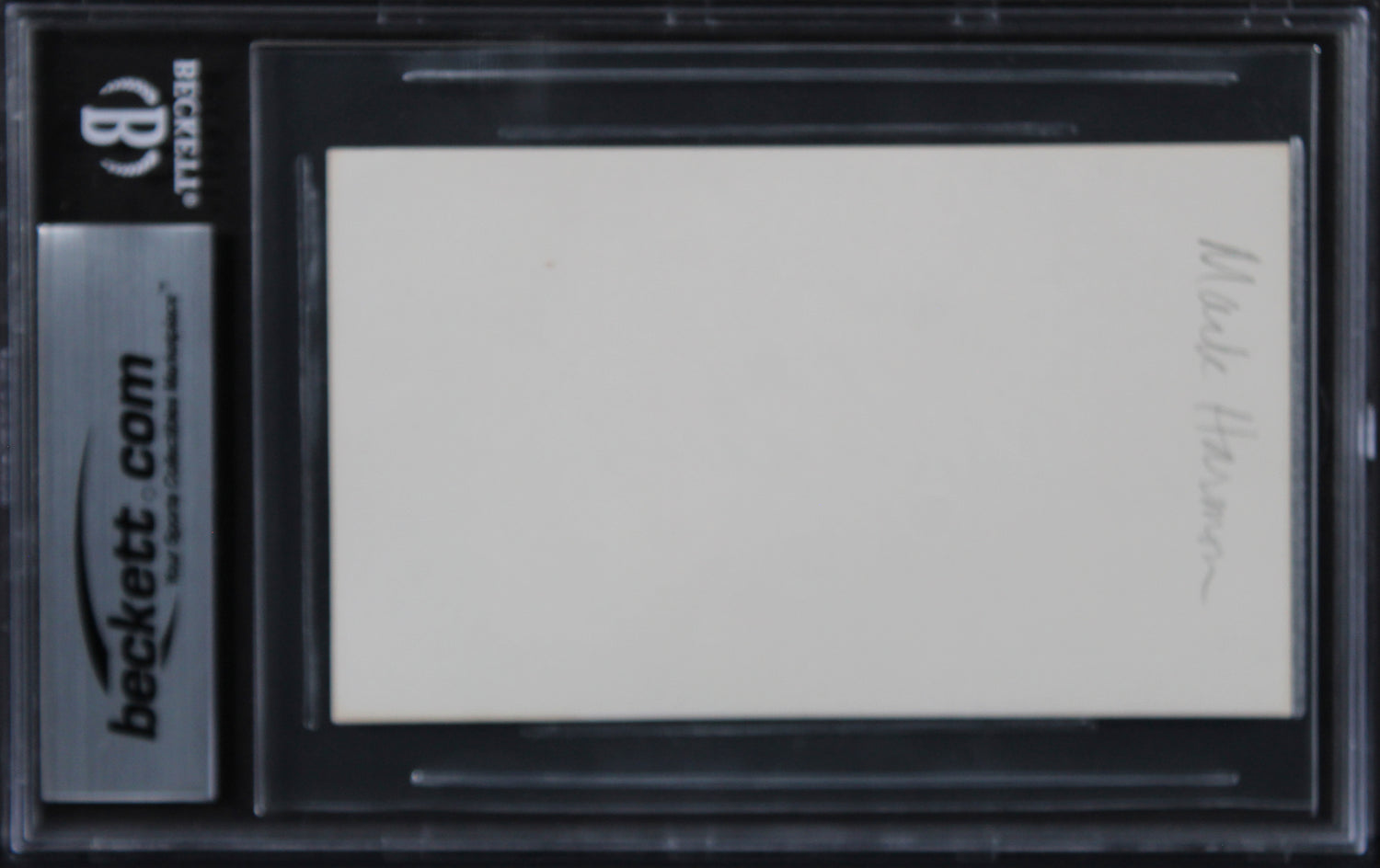 Mark Harmon NCIS Authentic Signed 3x5 Index Card w/ Black Signature BAS Slabbed