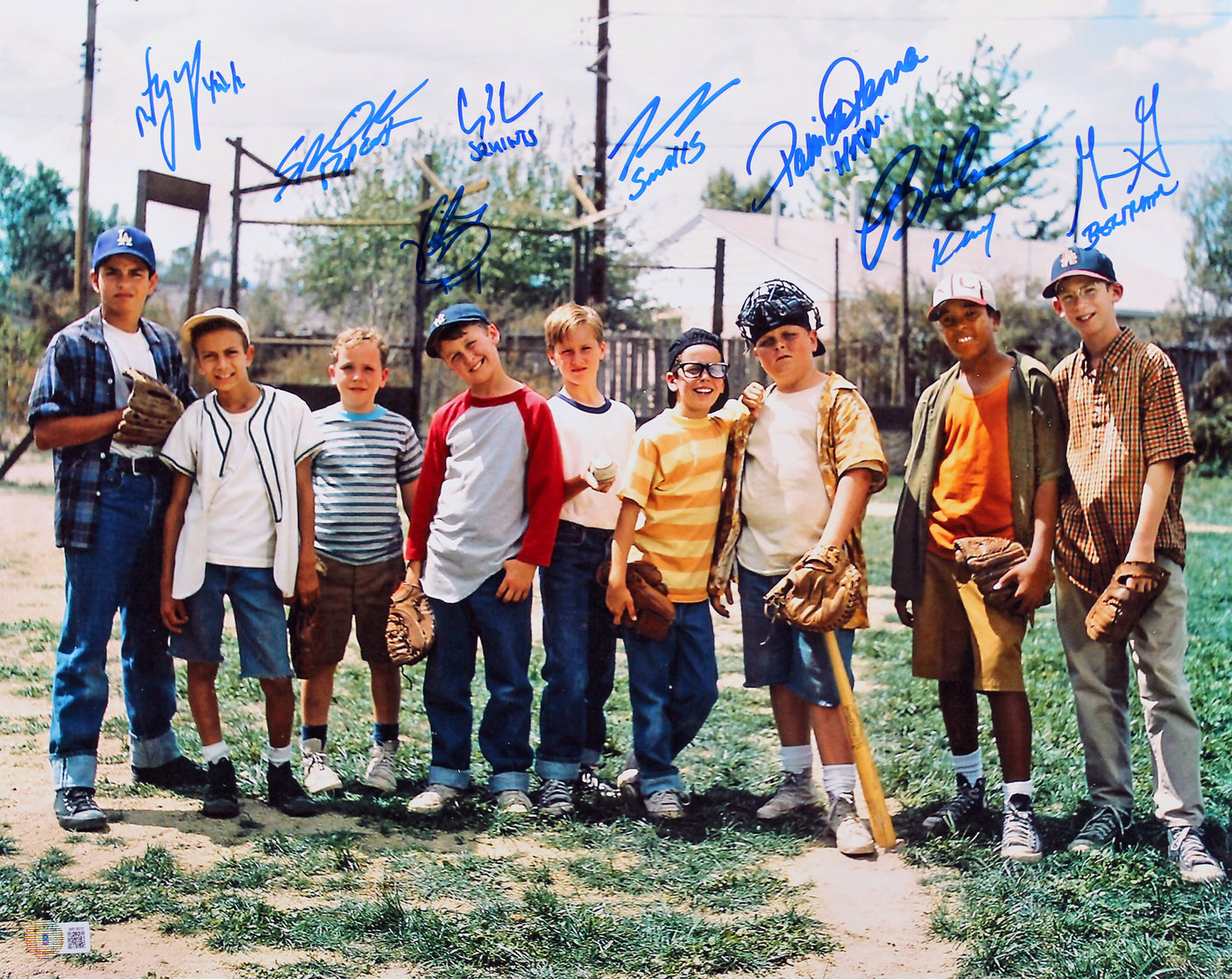 The Sandlot (8) Guiry, Leopardi, Renna +5 Signed 16x20 Photo w/Character BAS