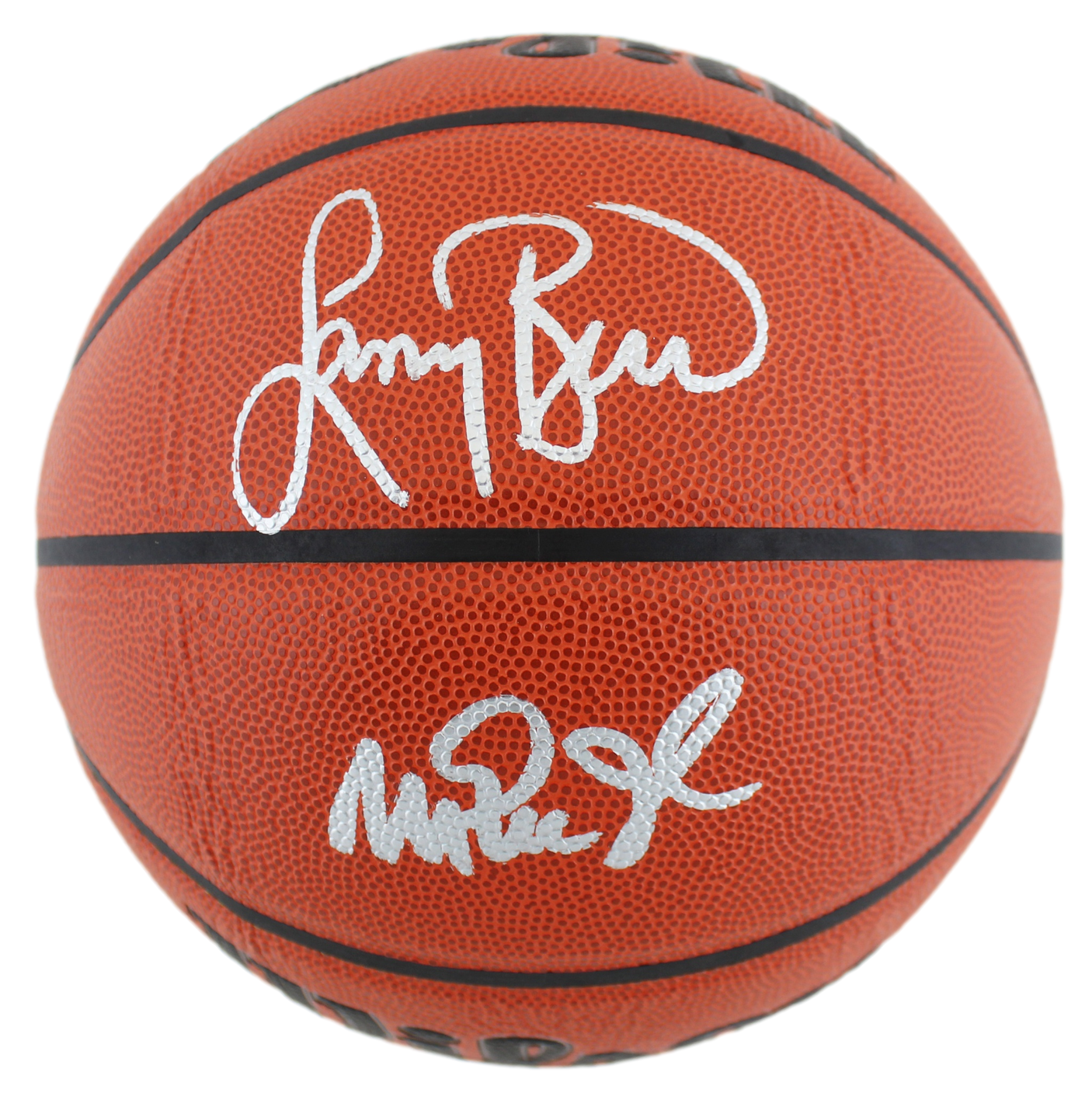 Magic Johnson & Larry Bird Authentic Signed Wilson Basketball BAS Witnessed