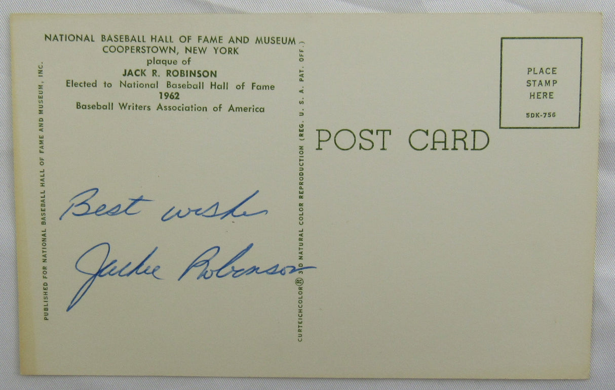 Jackie Robinson Signed Auto HOF Plaque Card JSA LOA Z19850