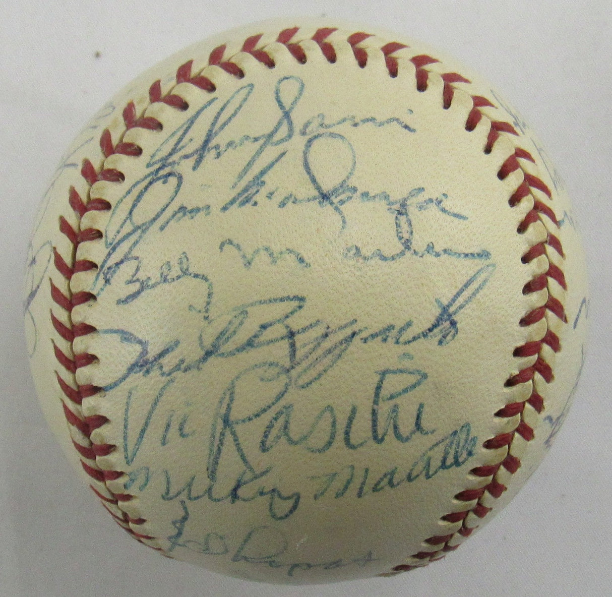 Mickey Mantle Phil Rizzuto Johnny Mize +25 1953 World Series Champions Yankees Team Signed Auto Rawlings Baseball JSA LOA ZZ82760