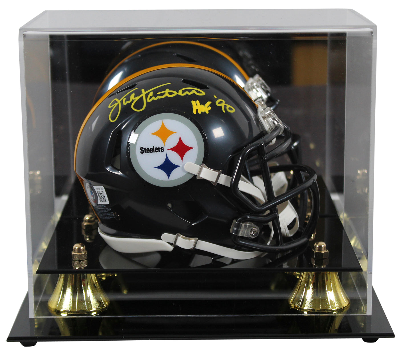 Steelers Jack Lambert "HOF 90" Signed Speed Mini Helmet W/ Case BAS