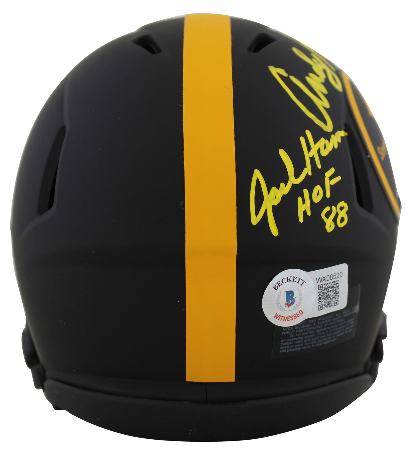 Steelers LBs (3) Ham, Lambert & Russell Signed Eclipse Speed Mini Helmet BAS Wit