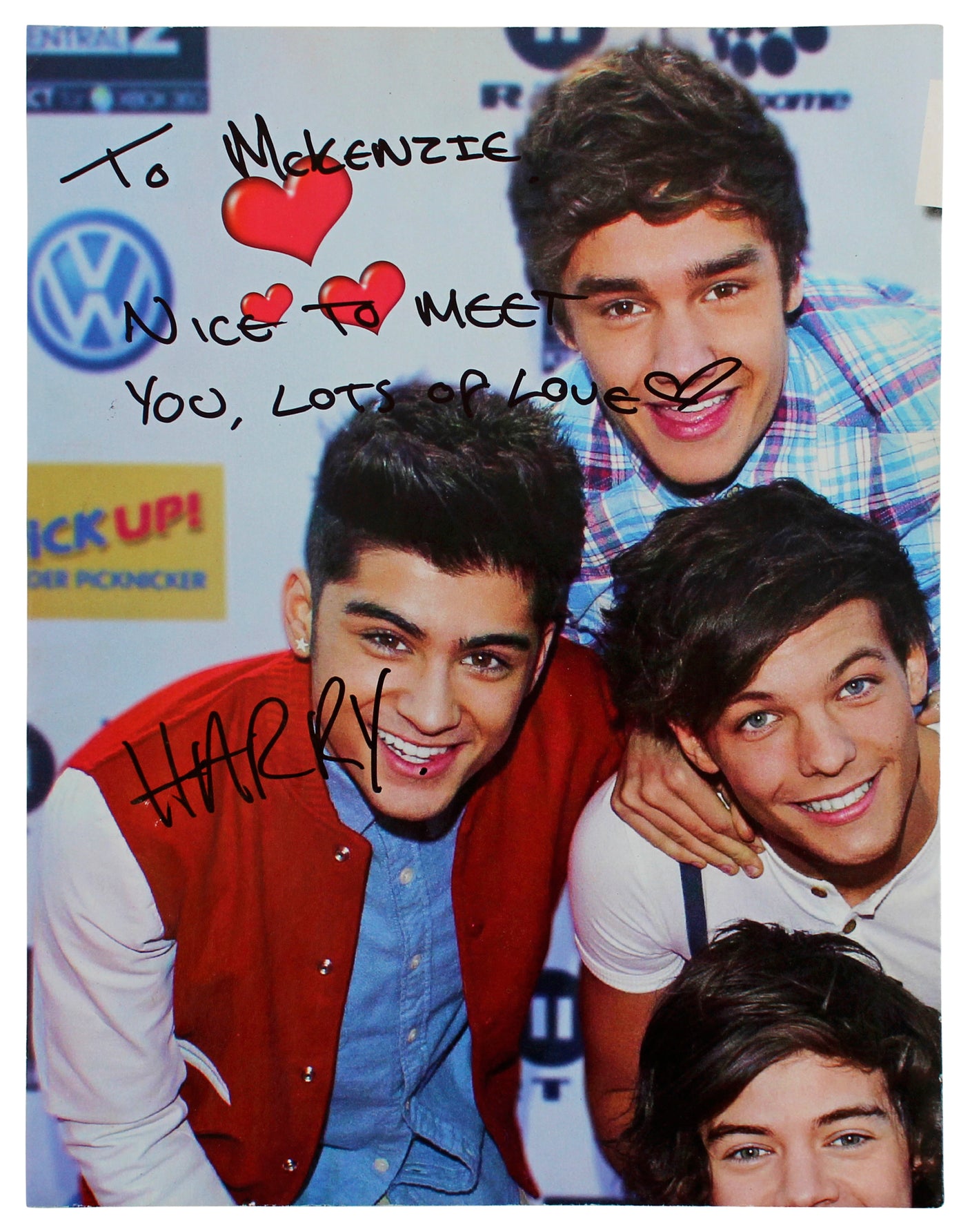 One Direction Harry Styles & Niall Horan Signed 16x20.5 Tiger Beat Poster BAS