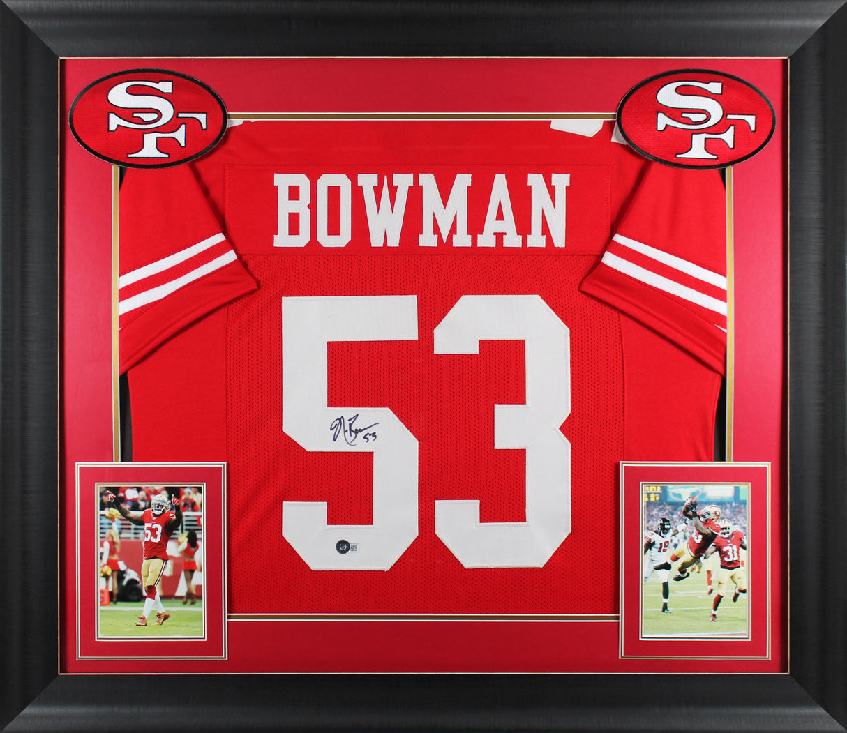 Navorro Bowman Authentic Signed Red Pro Style Framed Jersey BAS