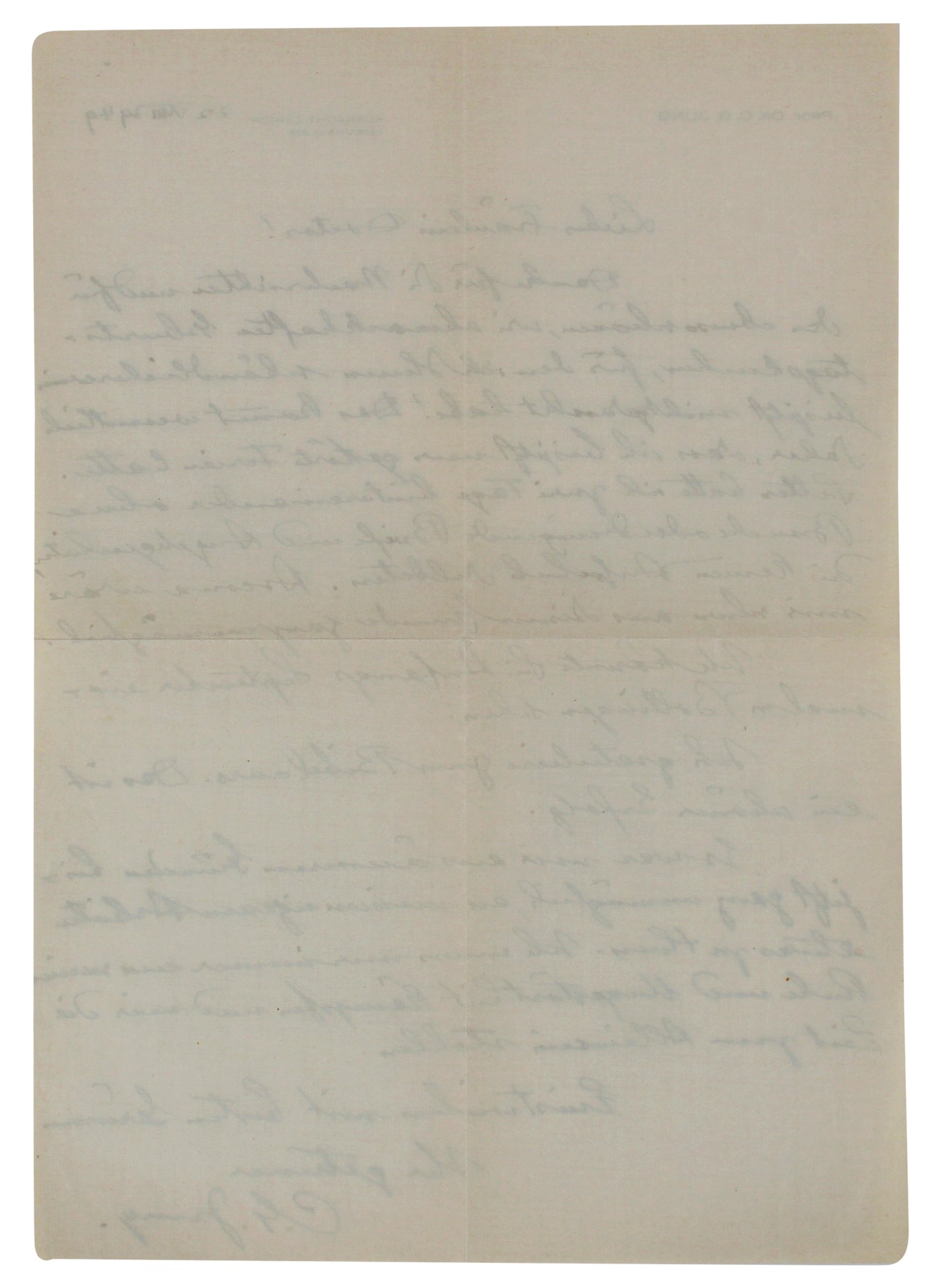 Carl Jung Authentic Signed 8.25x11.5 1949 Handwritten Letter BAS #AD64009