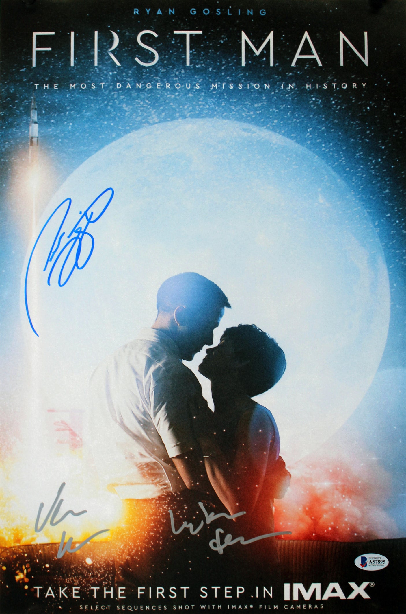 First Man (3) Haas, Fugit & Hamilton Authentic Signed 12x18 Photo BAS #A57895