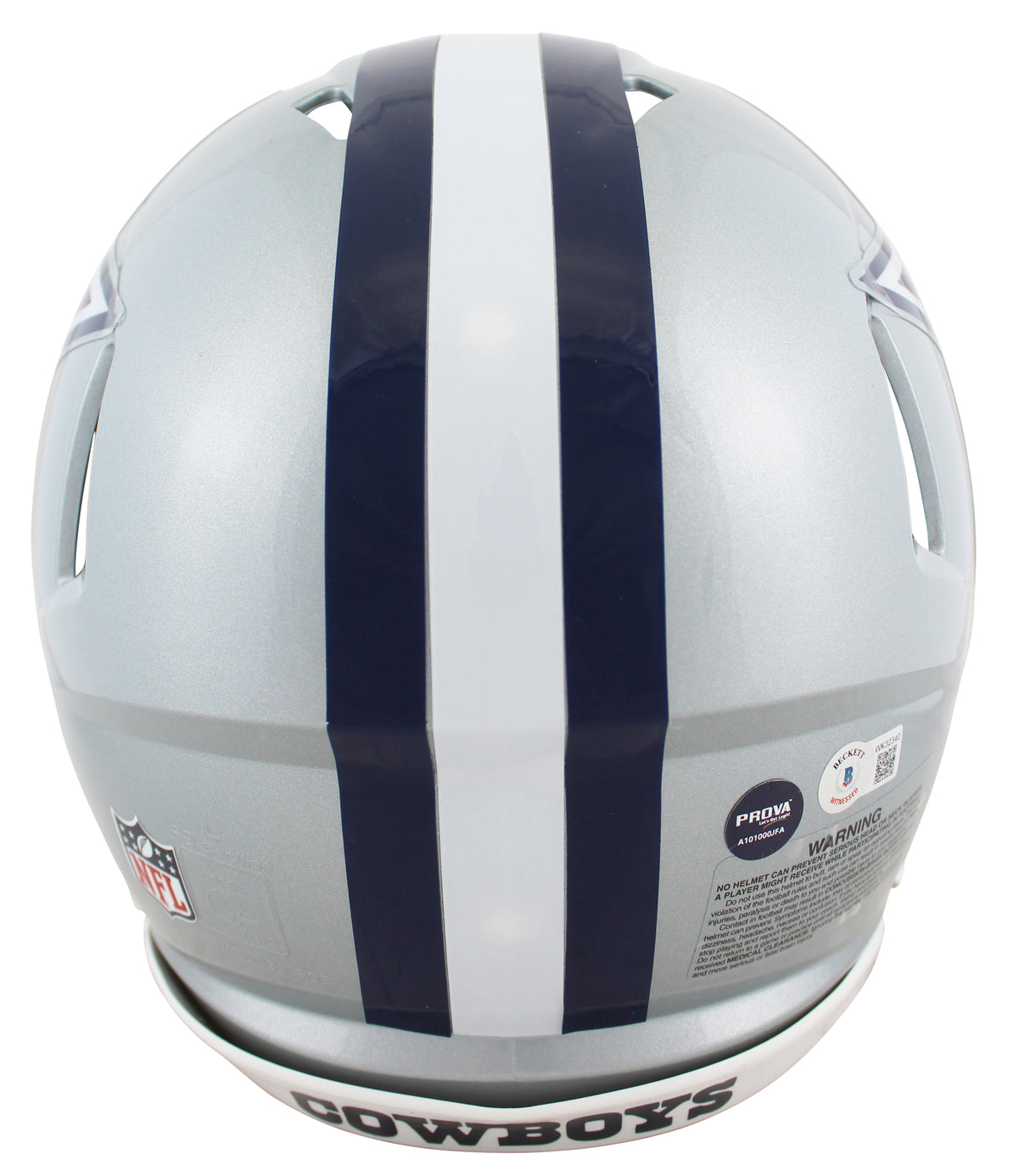 Cowboys Emmitt Smith Signed Silver Full Size Speed Proline Helmet w/ Case BAS W