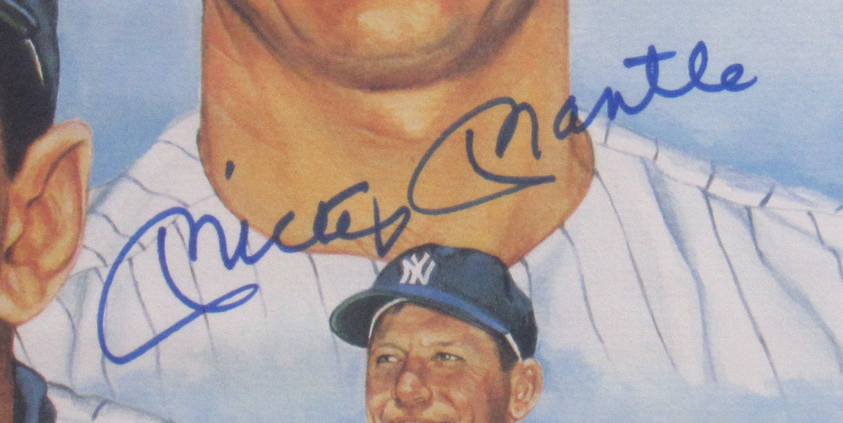 Mickey Mantle Whitey Ford Billy Martin Signed Framed Photo PSA/DNA K77282