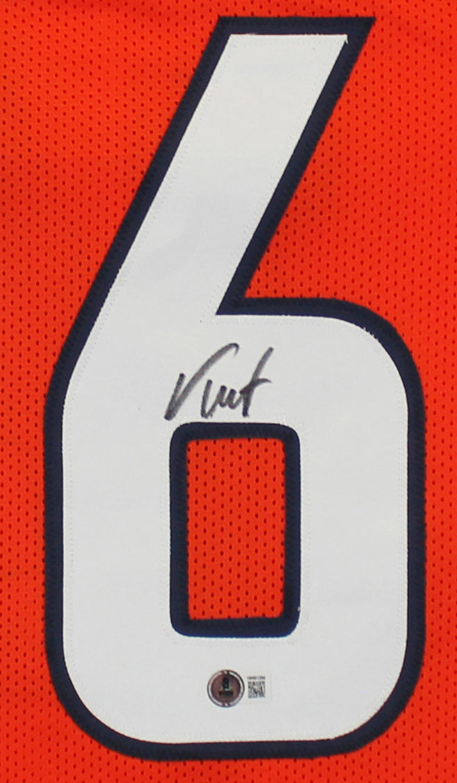 Troy Franklin Authentic Signed Orange Pro Style Jersey Autographed BAS Witnessed