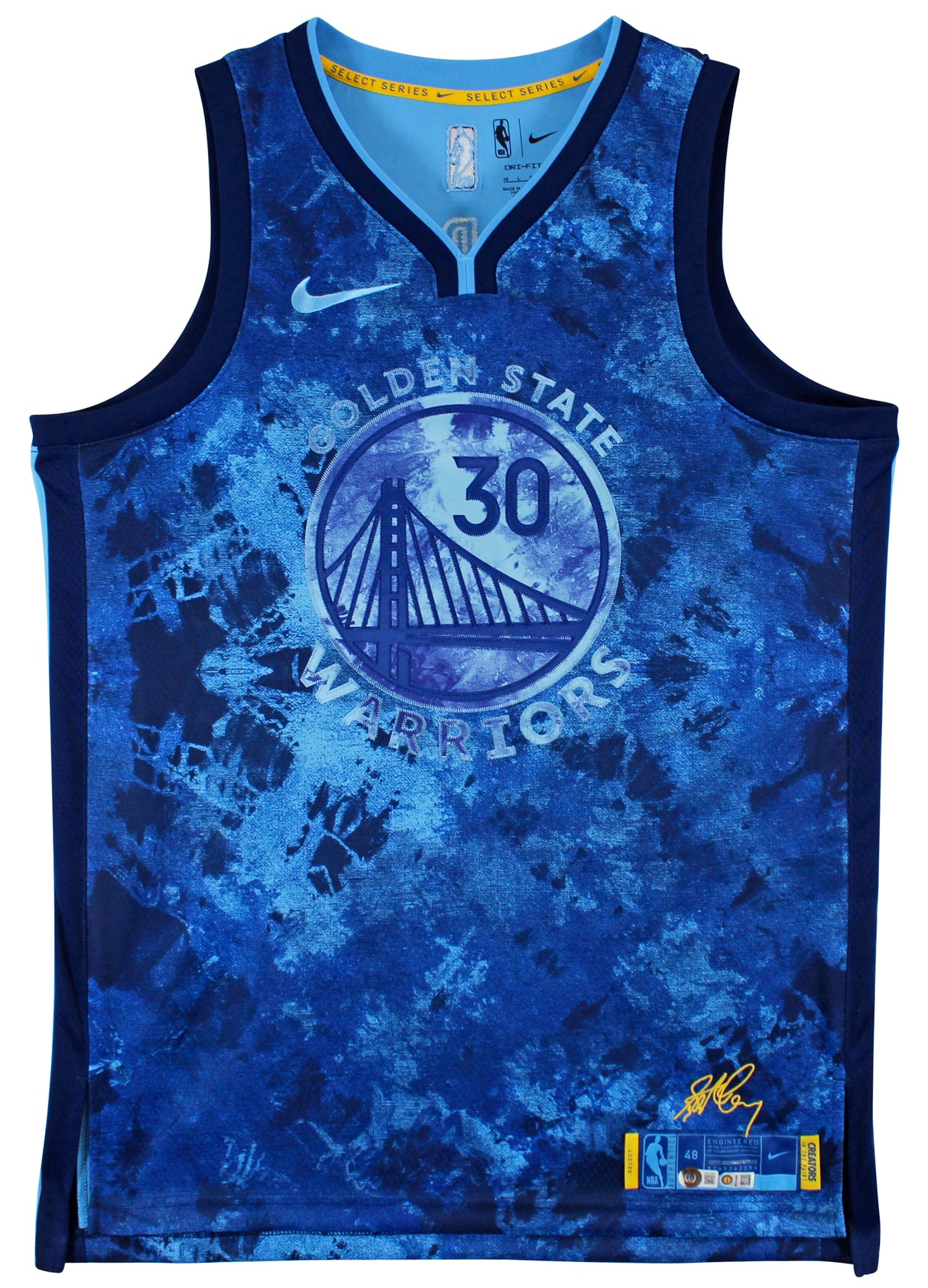 Warriors Stephen Curry Signed Blue Creators in The Paint Nike Jersey BAS Witness