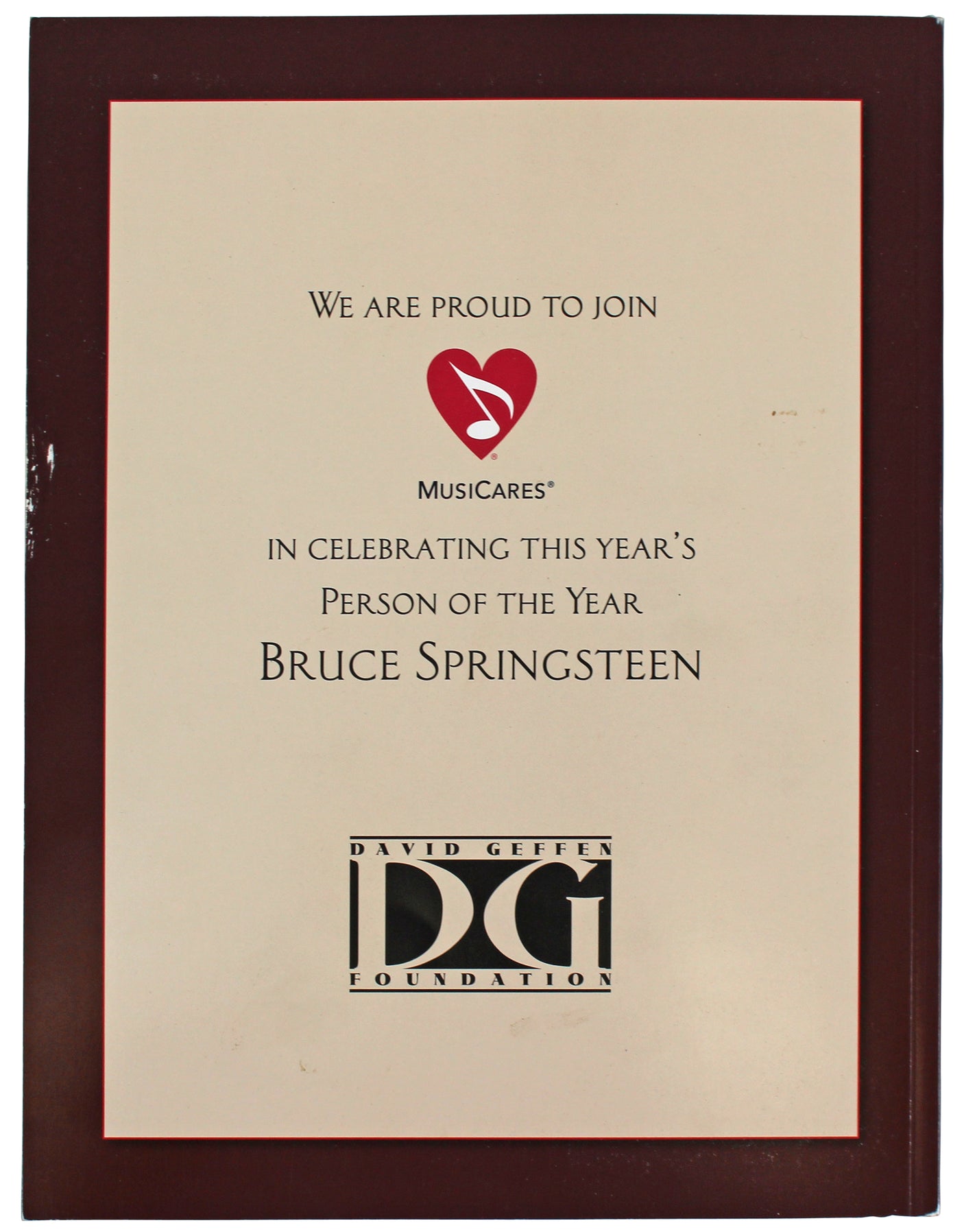 Bruce Springsteen Signed 2013 MusiCares Person Of The Year Tribute BAS #AA03503