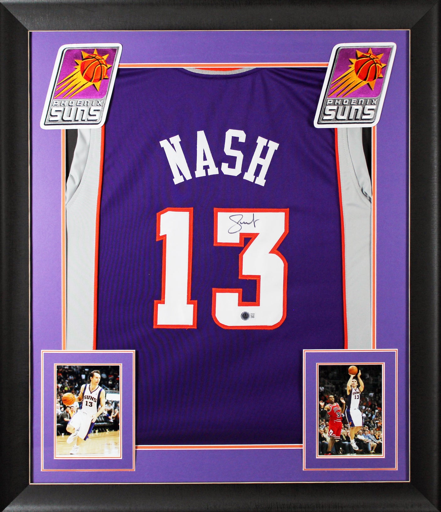Steve Nash Authentic Signed Purple Pro Style Framed Jersey BAS Witnessed