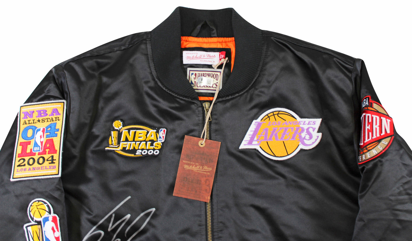 Lakers Shaquille O'Neal Signed Black NBA Champs M&N Bomber Jacket BAS Witnessed