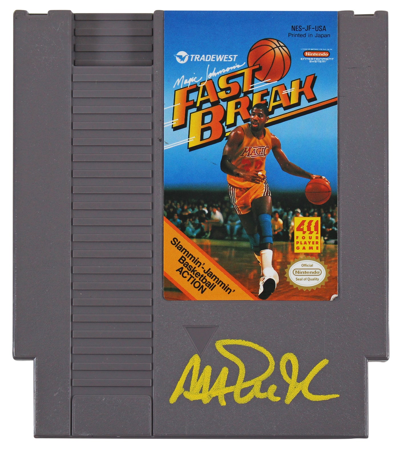 Magic Johnson Signed Nintendo Fast Break Video Game Cartridge BAS Witnessed