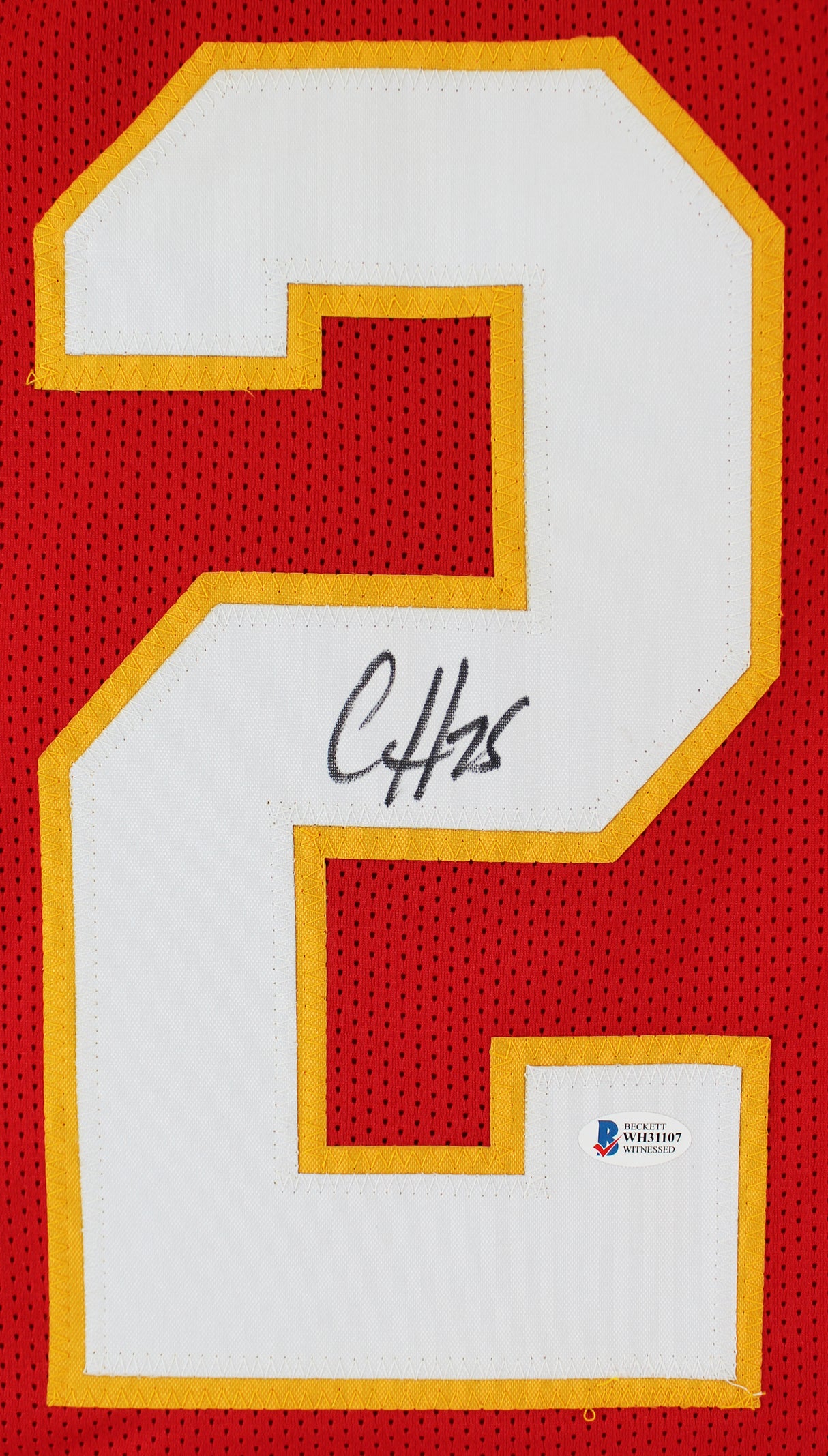 Clyde Edwards-Helaire Authentic Signed Red Pro Style Jersey BAS Witnessed