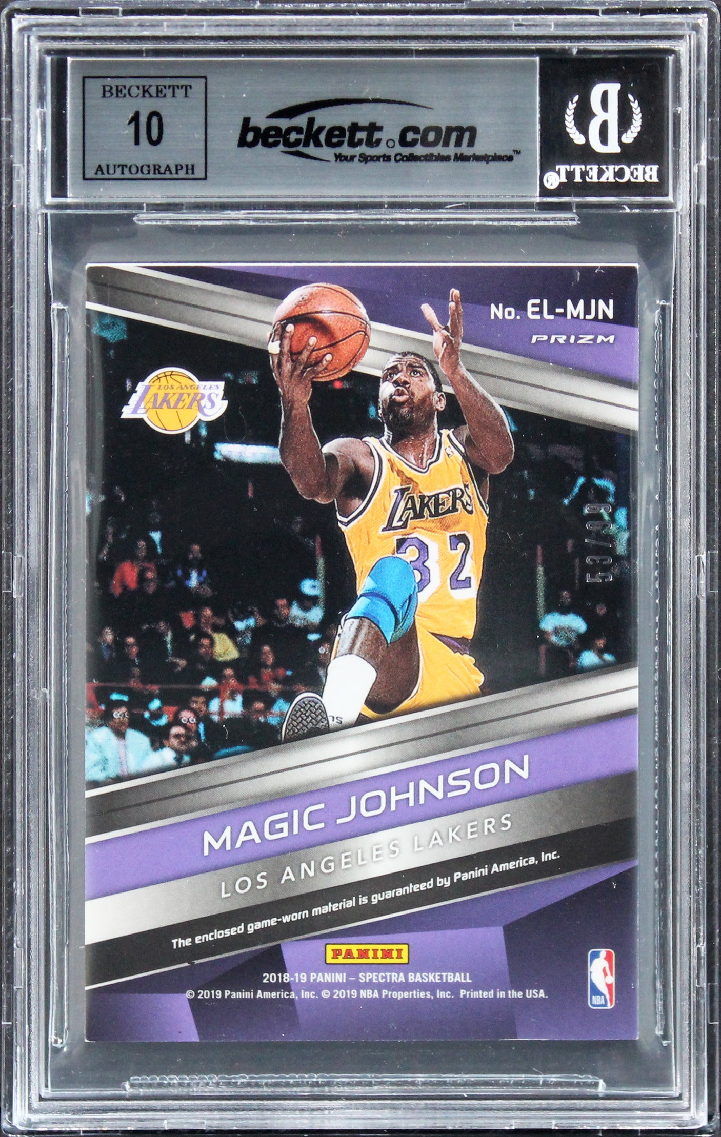 Magic Johnson Signed 2018 Panini Spectra Epic Legends #19 Card Auto 10! BAS Slab