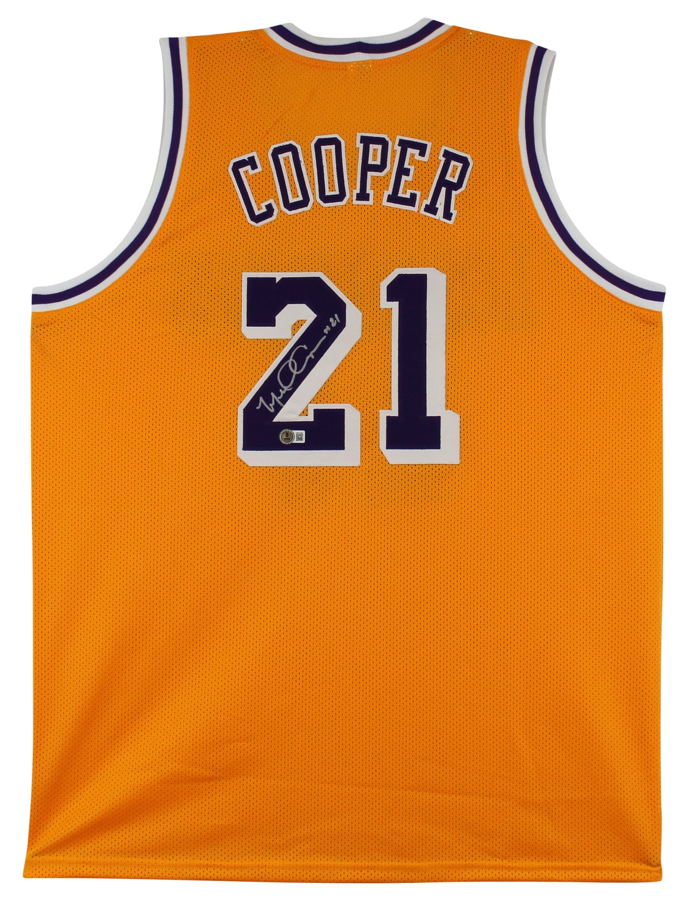 Michael Cooper Authentic Signed Yellow Pro Style Jersey BAS Witnessed