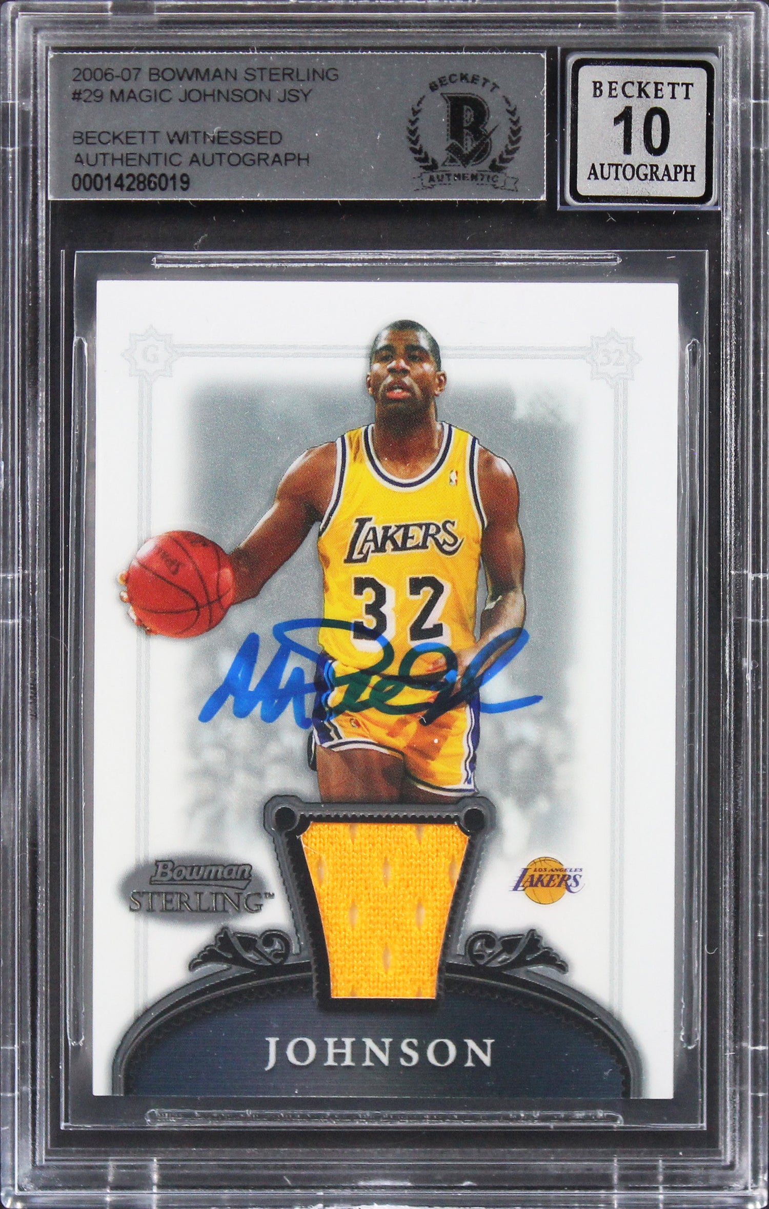 Lakers Magic Johnson Signed 2006 Bowman Sterling #29 Card Auto 10! BAS Slabbed 2