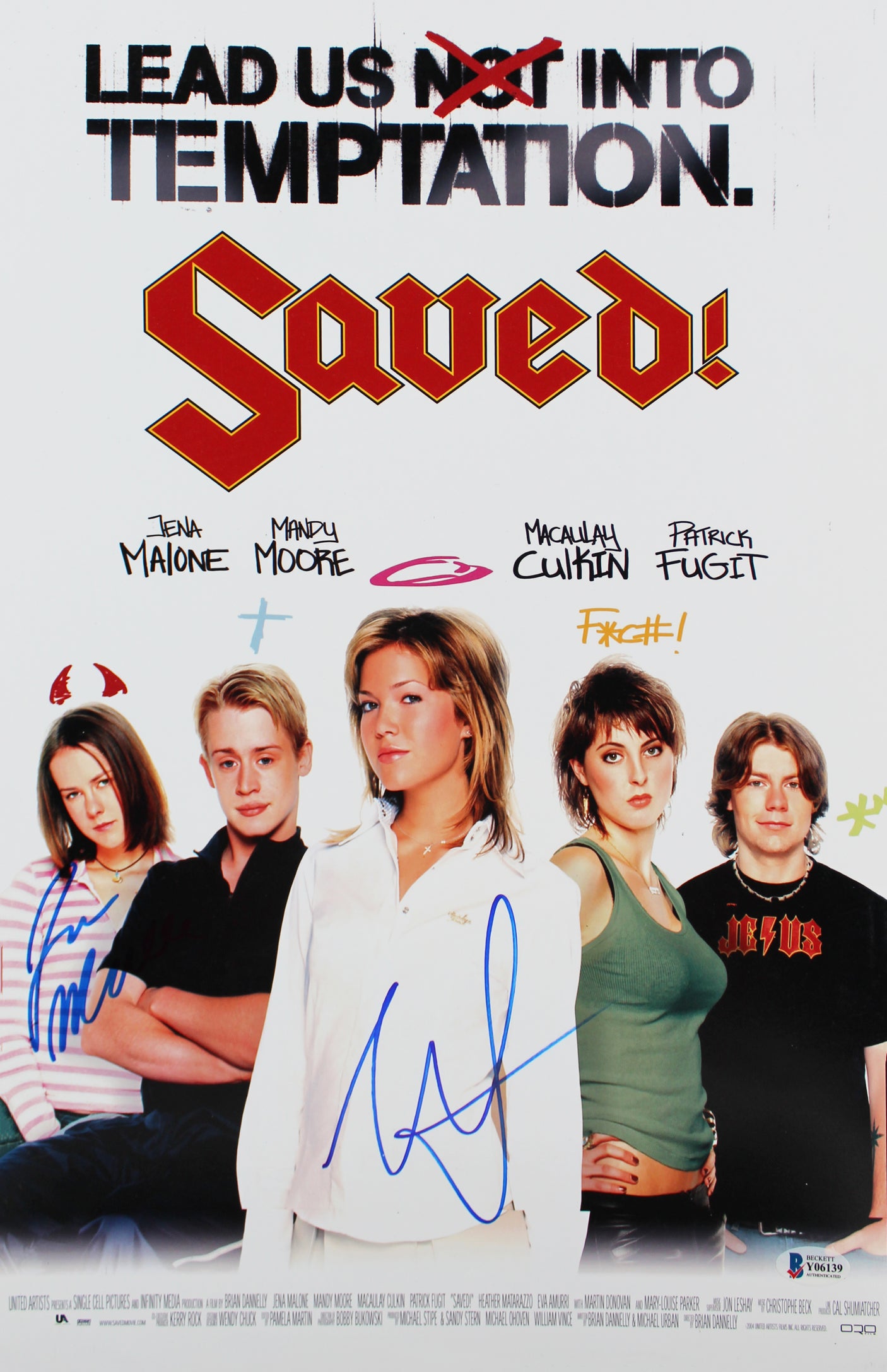 Mandy Moore & Jena Malone Saved! Authentic Signed 12x18 Photo BAS #Y06139