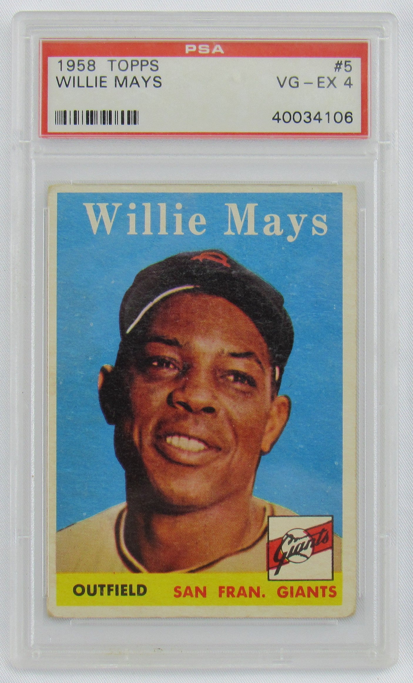 1958 Topps Willie Mays PSA Encapsulated Baseball Card