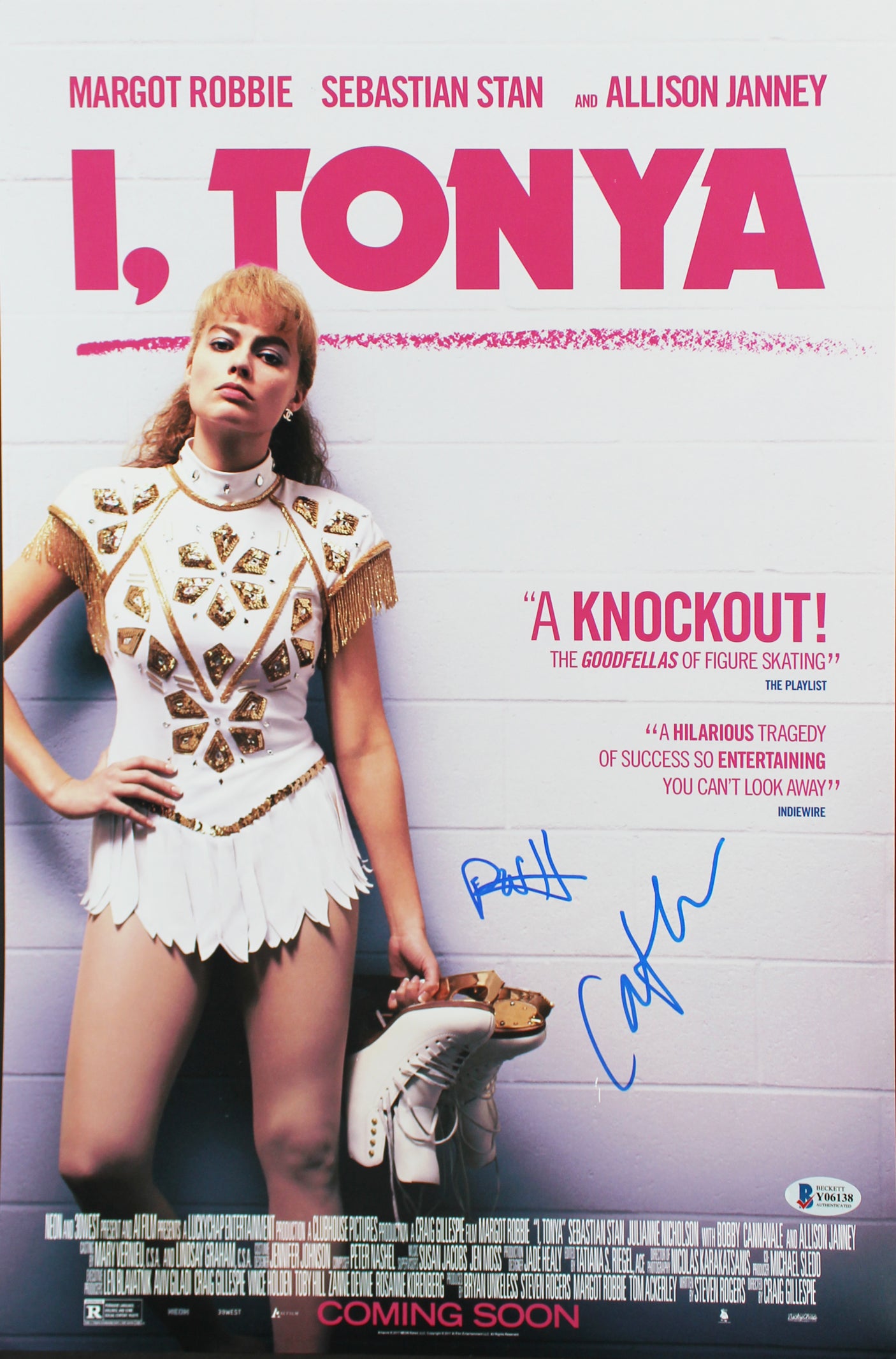 I, Tonya Paul Walter Hauser & Caitlin Carver Signed 12x18 Photo BAS #Y06138
