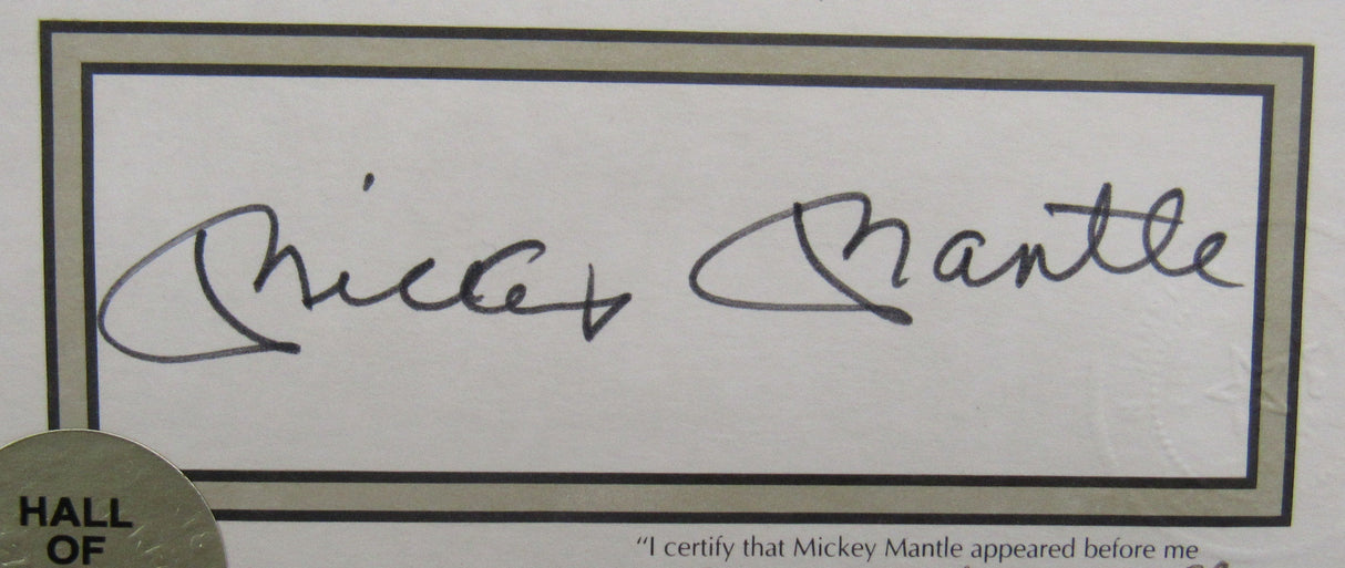 Mickey Mantle Signed 8x10 Photo Stat Sheet JSA BA09030