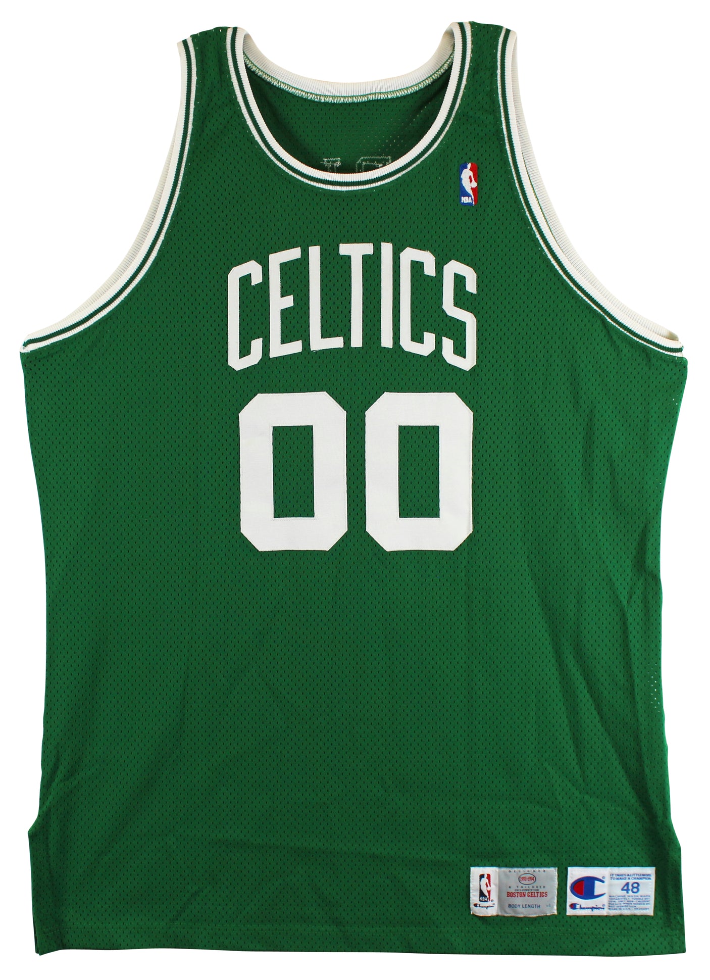 Celtics Robert Parish "4x Insc" Signed 93-94 Champion Pro Cut Green Jersey BAS W