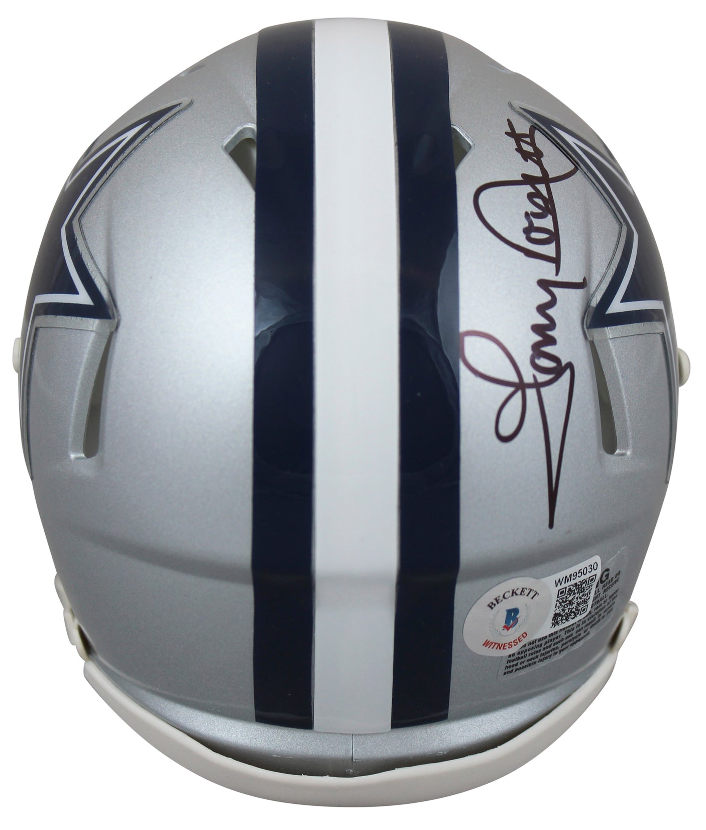 Cowboys Tony Dorsett Authentic Signed Silver Speed Mini Helmet BAS Witnessed