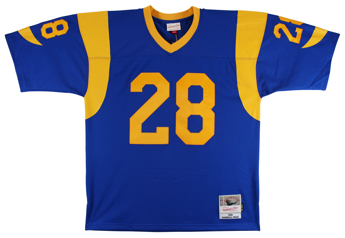 Rams Marshall Faulk HOF 20XI Authentic Signed Blue M&N Jersey BAS Witnessed