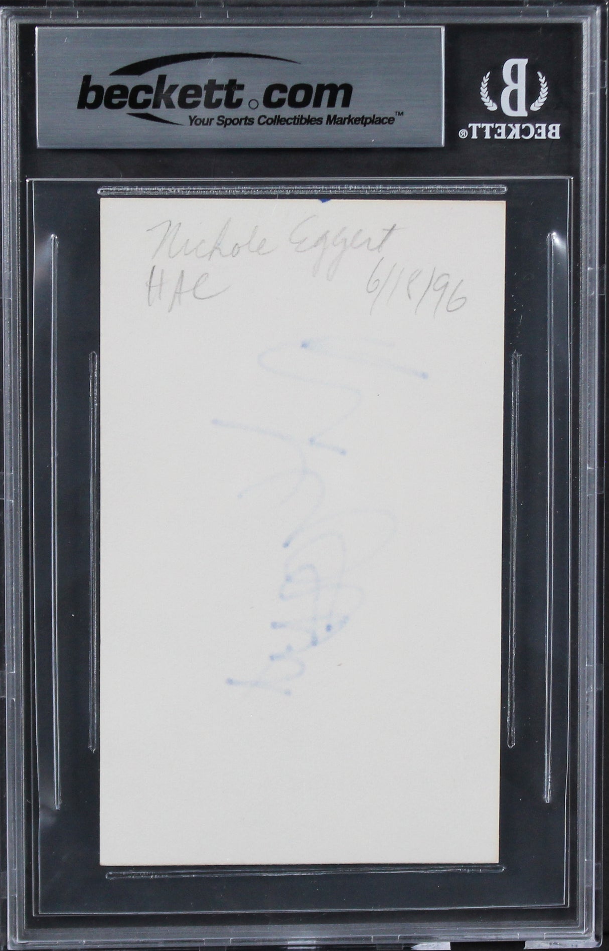 Nicole Eggert Charles in Charge Authentic Signed 3x5 Index Card BAS Slabbed