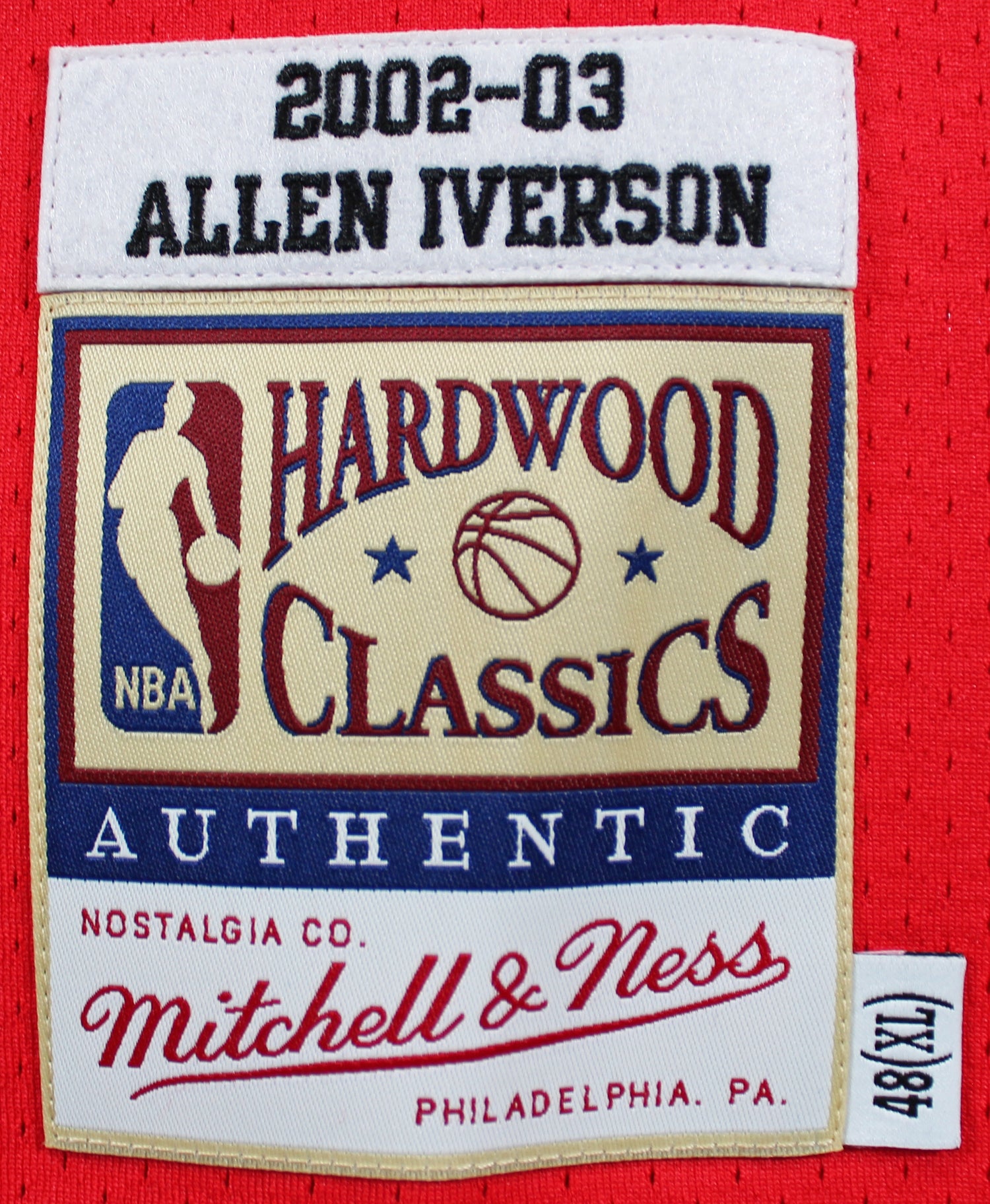76ers Allen Iverson Signed Red 2002-03 M&N HWC Authentic Jersey BAS Witnessed
