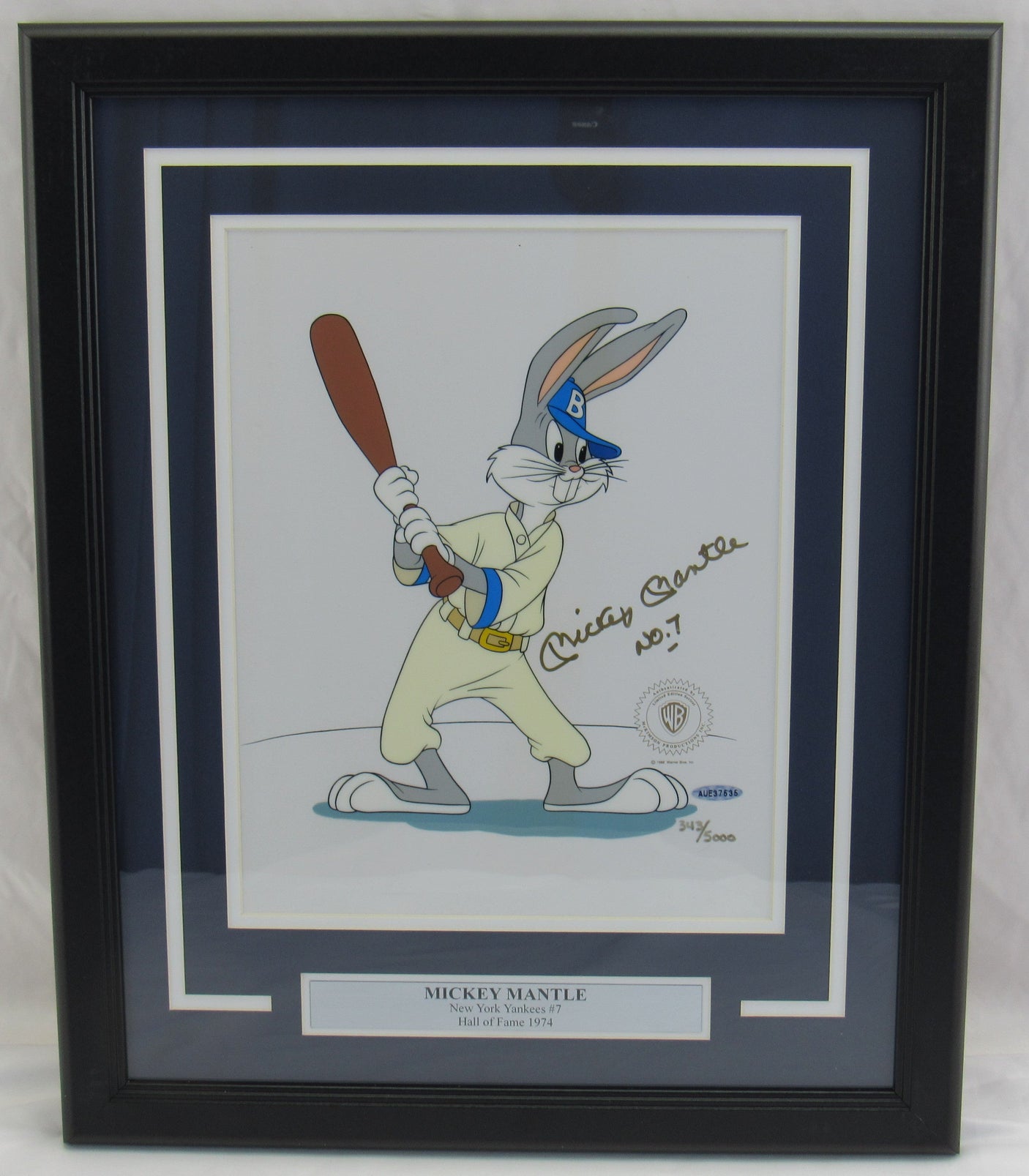 Mickey Mantle Bugs Bunny Signed #7 Framed Photo - JSA Certified