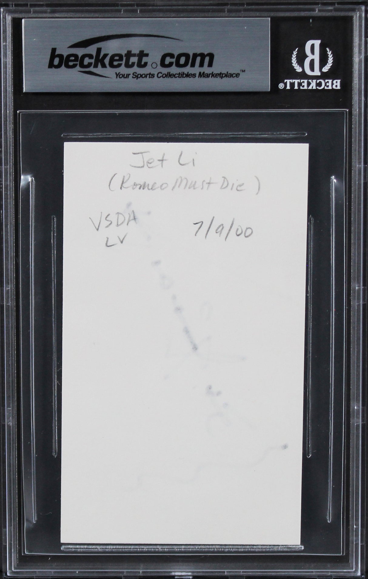 Jet Li Romeo Must Die Authentic Signed 3x5 Index Card Autographed BAS Slabbed